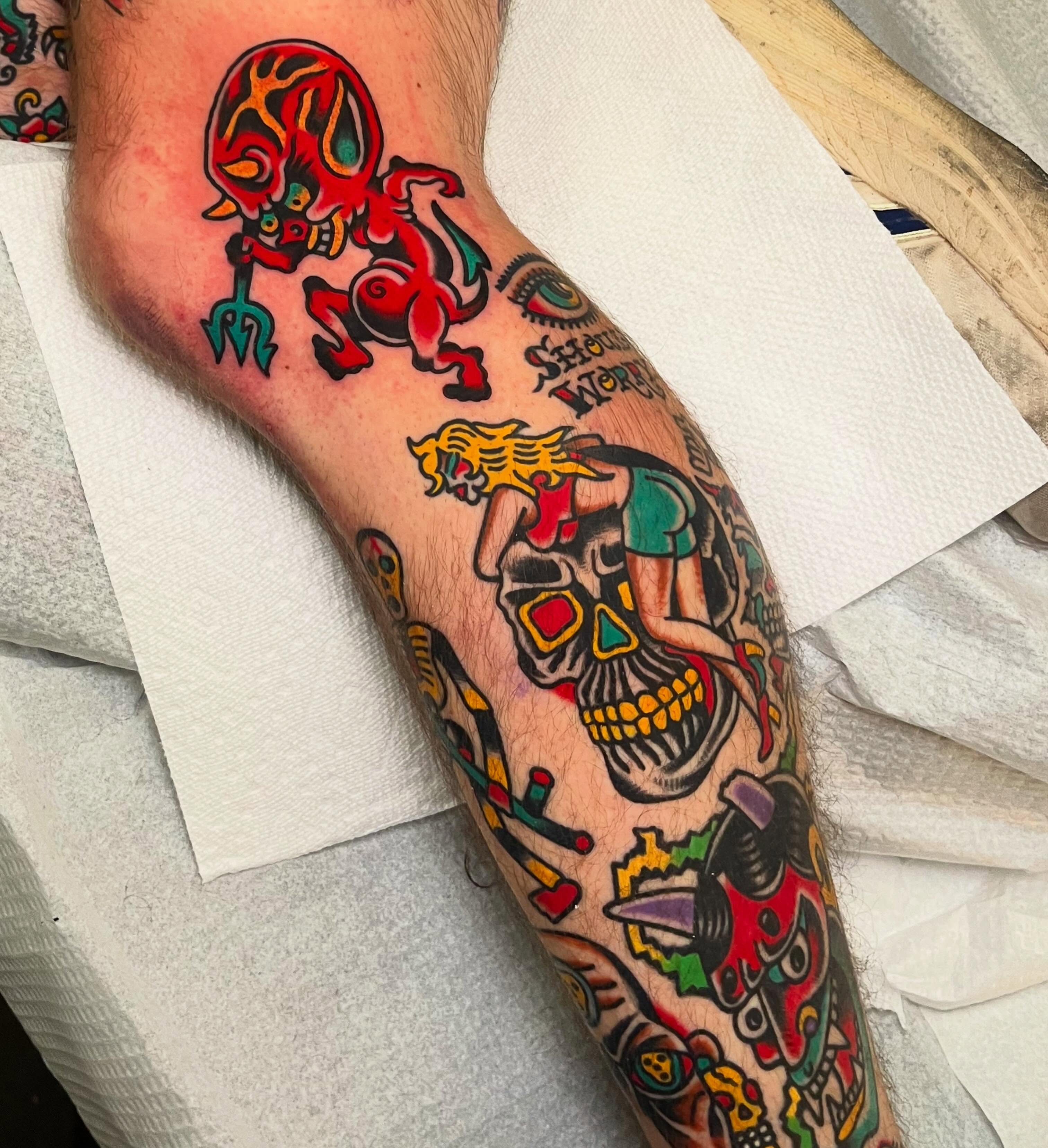 Tattoo by @rizzotattoos — american_traditional, dotwork