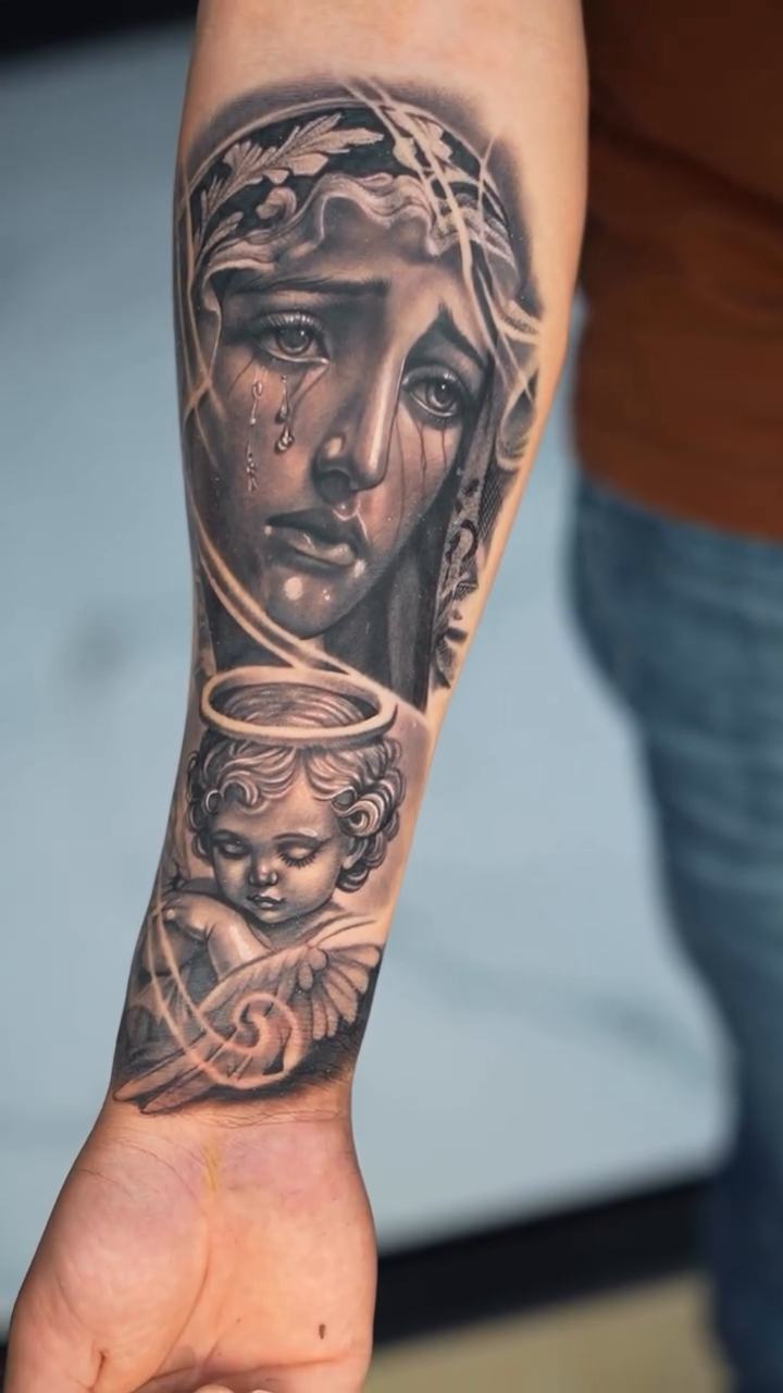 Tattoo by @jovastattoo โ realism, black_and_grey