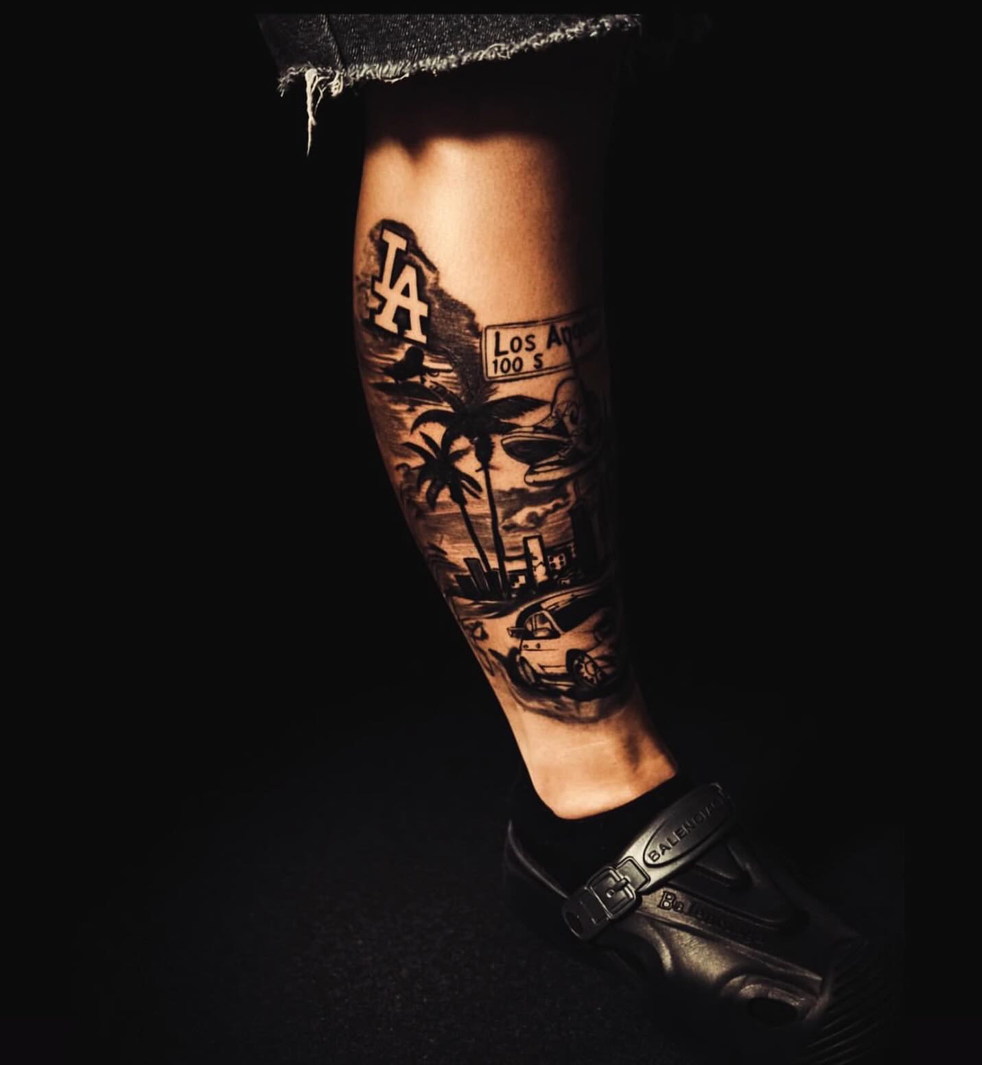 Los Angeles landscape realism tattoo on the forearm by Montero Ink™