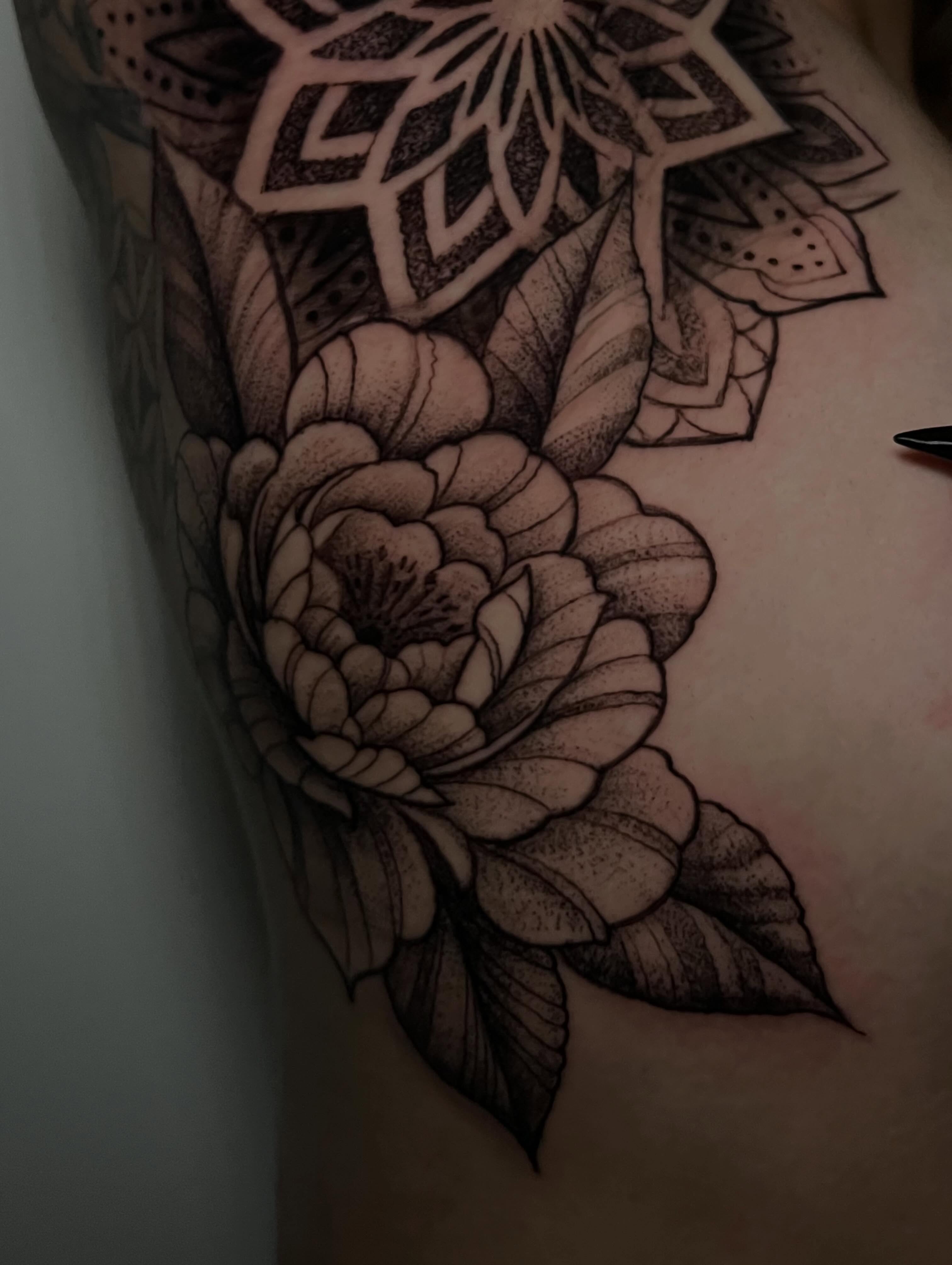 Tattoo by @frankendots — black_and_grey, dotwork