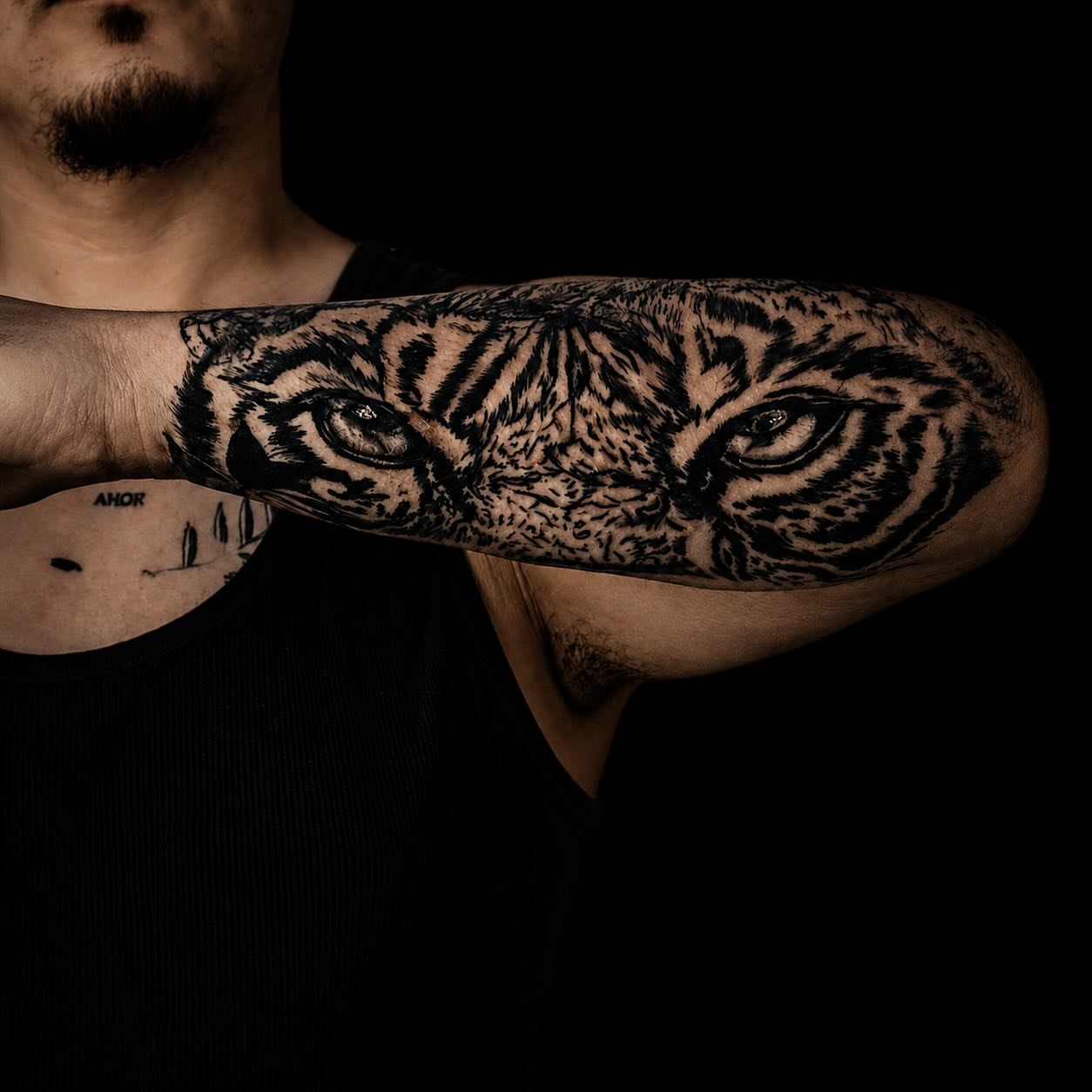 Tiger realism tattoo on the forearm by Montero Ink™
