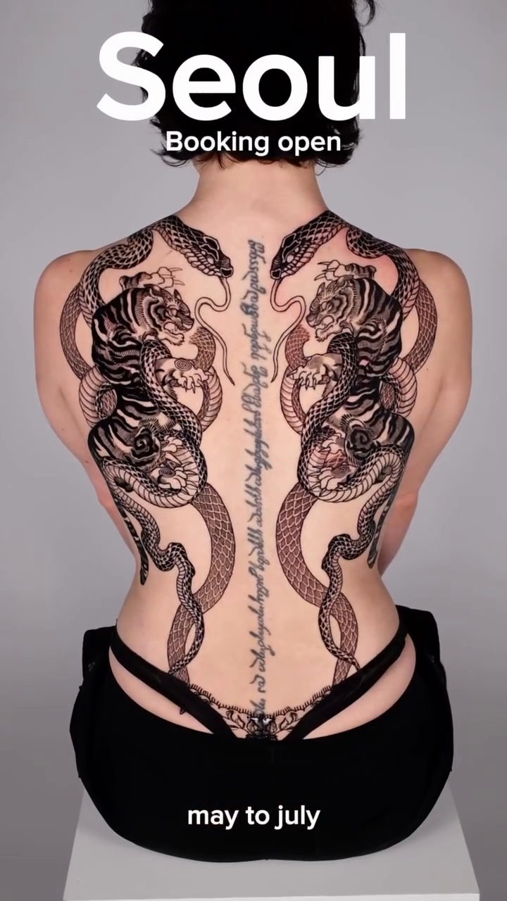 Tigers and snakes japanese irezumi tattoo by Kubo