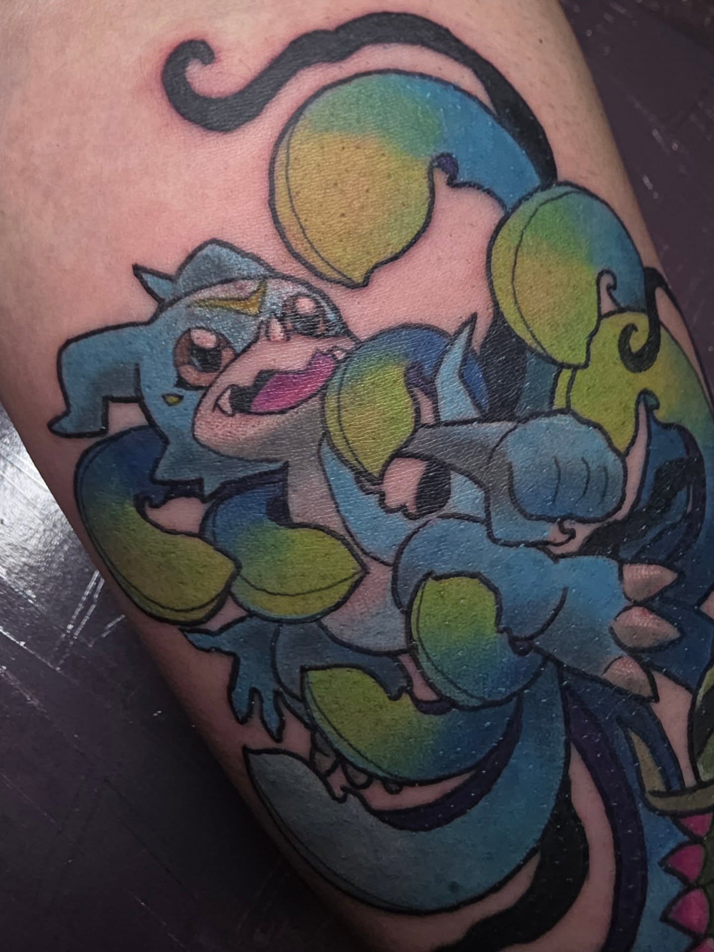 Octopus new school tattoo on the thigh by Kayla Williams