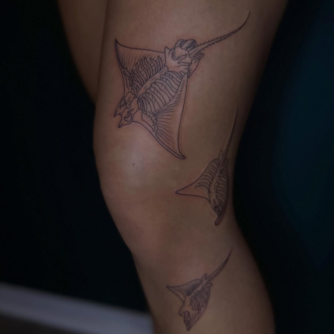 Ray black and grey tattoo on the forearm by ༺☆༻