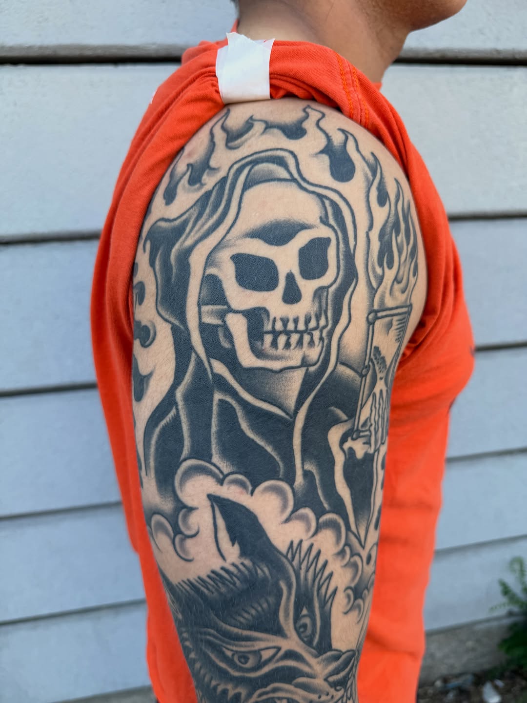 Tattoo by @mikedunntattoo — black_and_grey, dark_realism