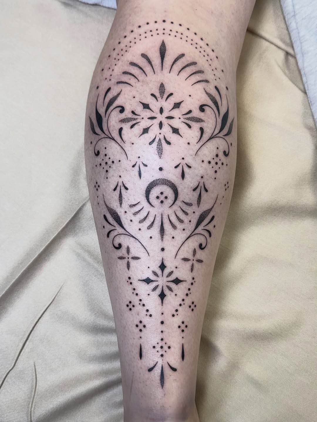 Tattoo by @roseydeers — ornamental, dotwork