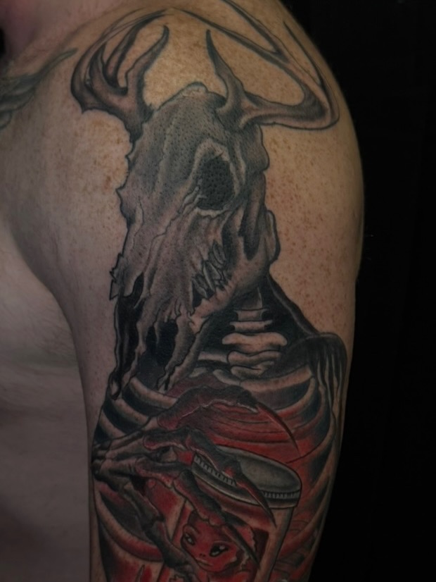 Tattoo by @itscalebbattles — dark_realism, dotwork
