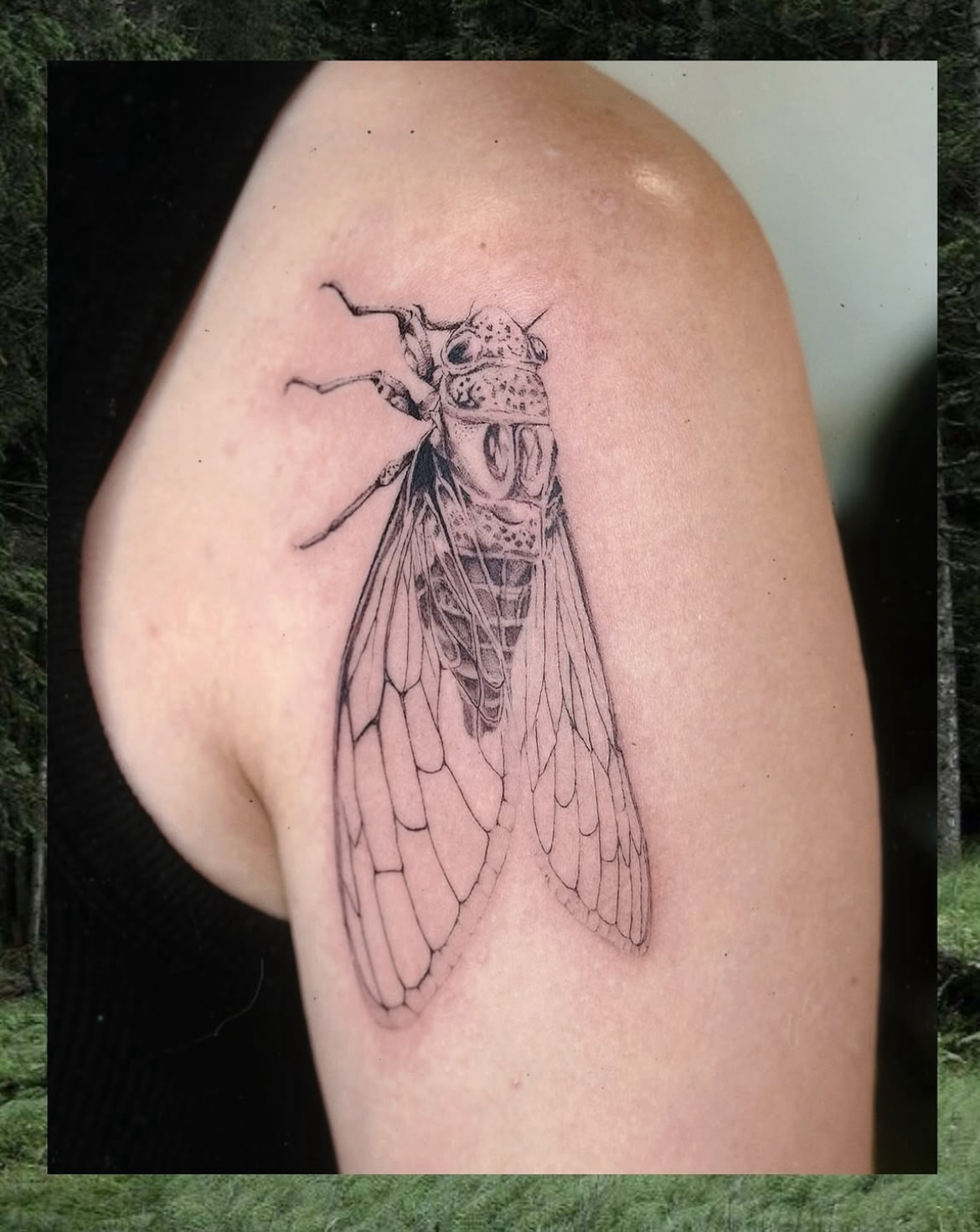Cicada realism tattoo on the shoulder by 𝗠𝗶𝗱𝗻𝗶𝗴𝗵𝘁 〰️ 𝕄𝕠𝕠𝕟𝕝𝕚𝕘𝕙𝕥