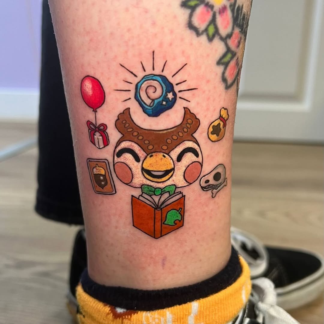 New school tattoo on the forearm by elly, Oakham