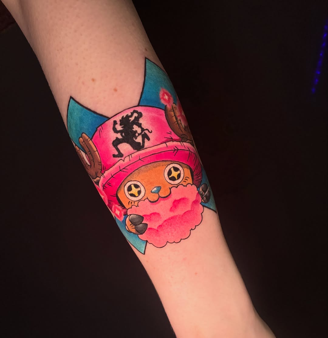 Chibi cat anime tattoo on the forearm by Colton🎨