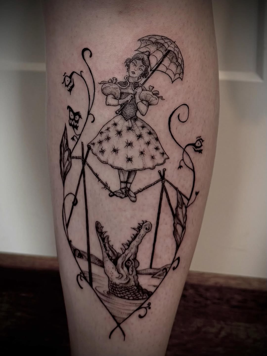 Tattoo by @christen_wolfe — illustrative, black_and_grey