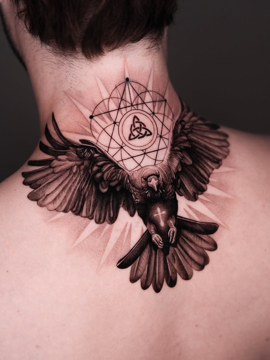Tattoo by @tattooist_steven — black_and_grey, geometric