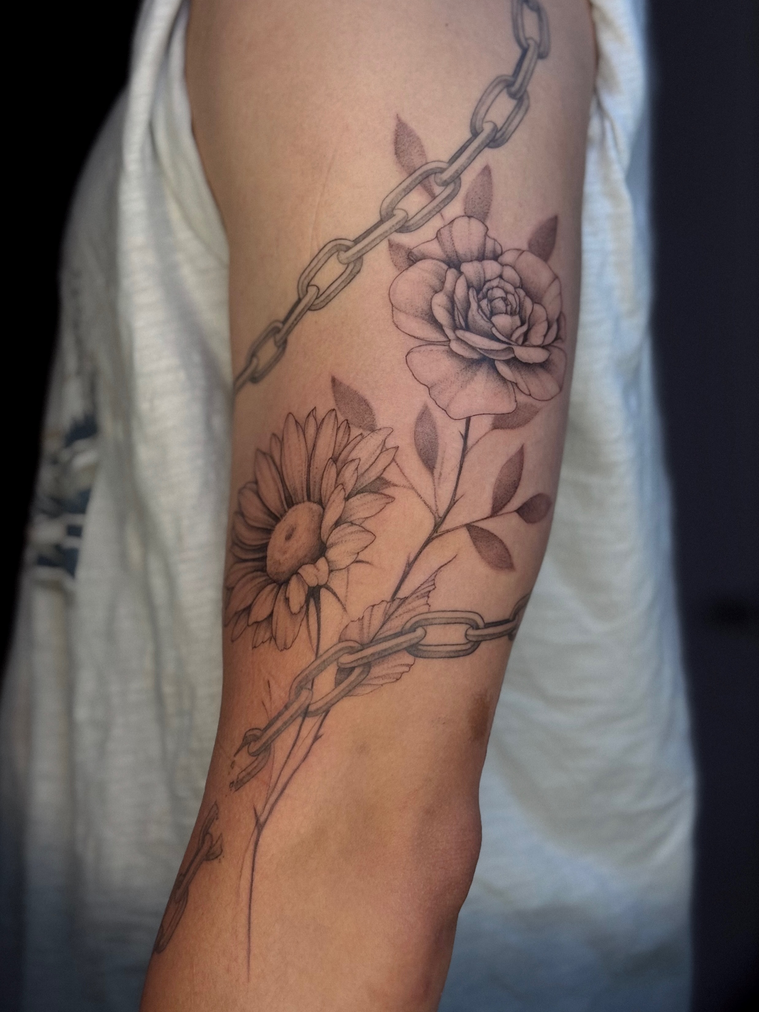 Tattoo by @yourdarkstory — black_and_grey
