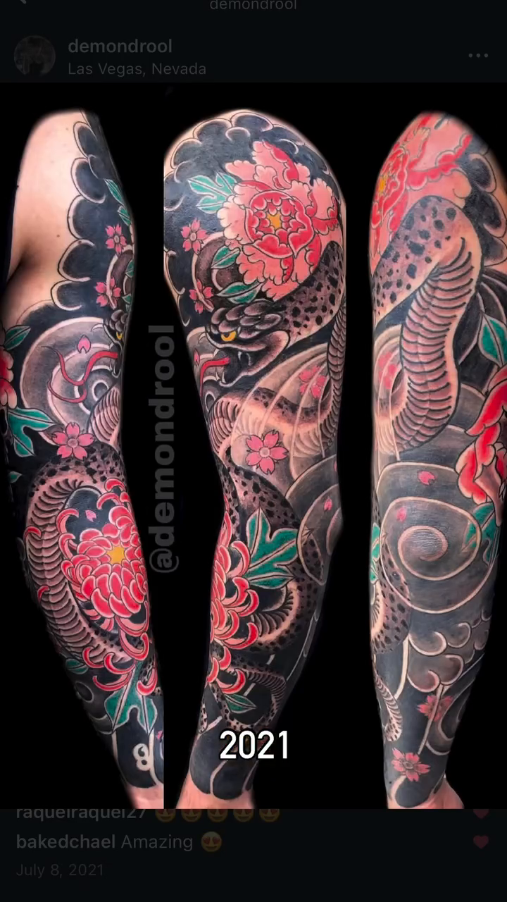 Full sleeve with Japanese motifs japanese irezumi tattoo by Brittney