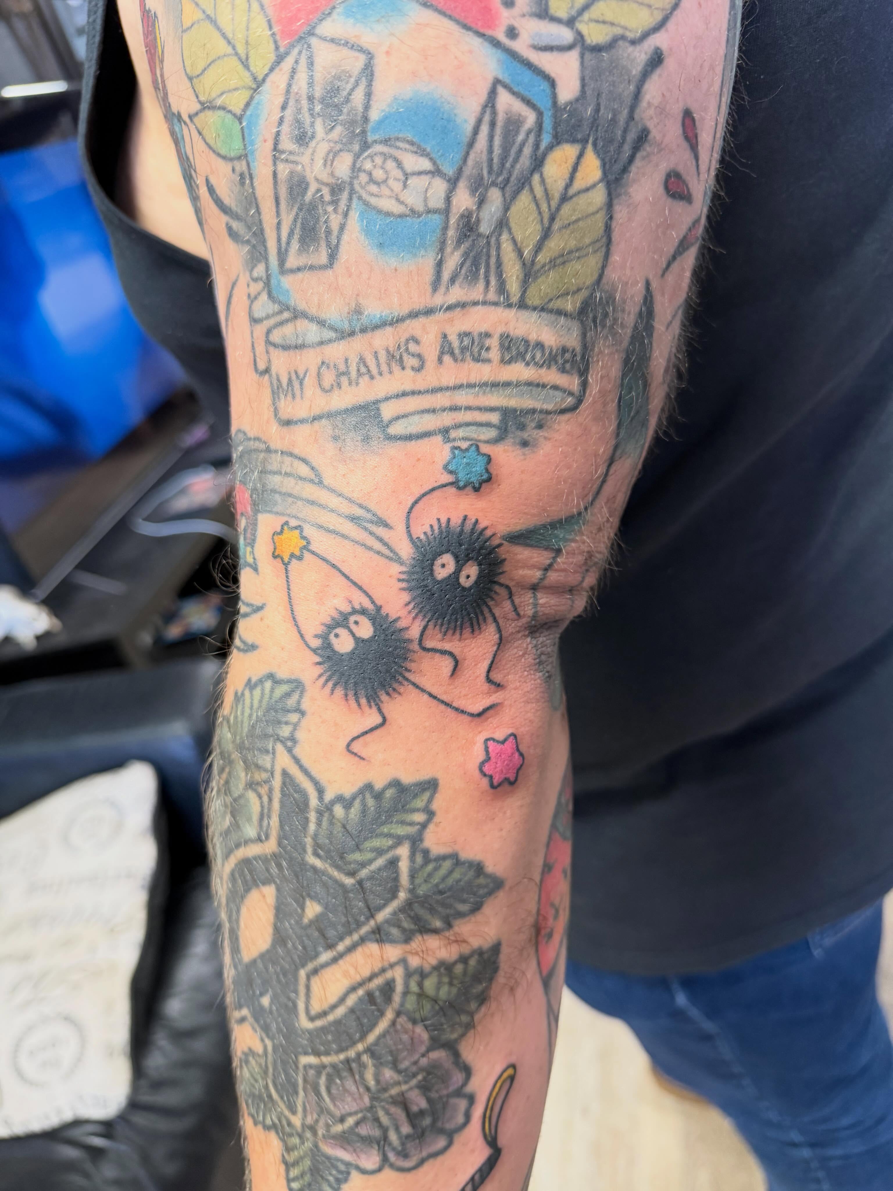 My chains are broken American traditional tattoo on the forearm by Kane L, Albuquerque, New Mexico