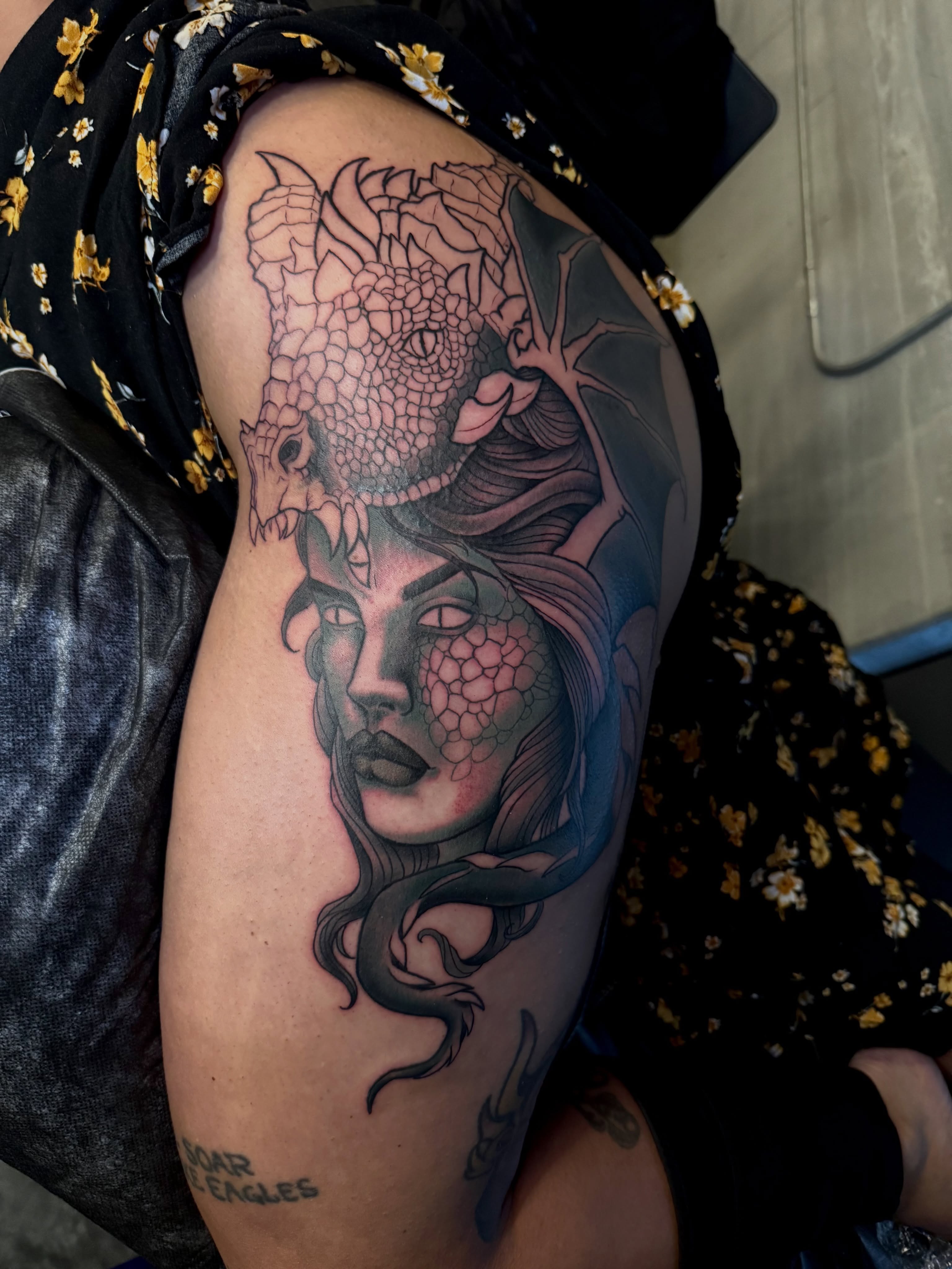 Tattoo by @amberbananafish — realism, dark_realism
