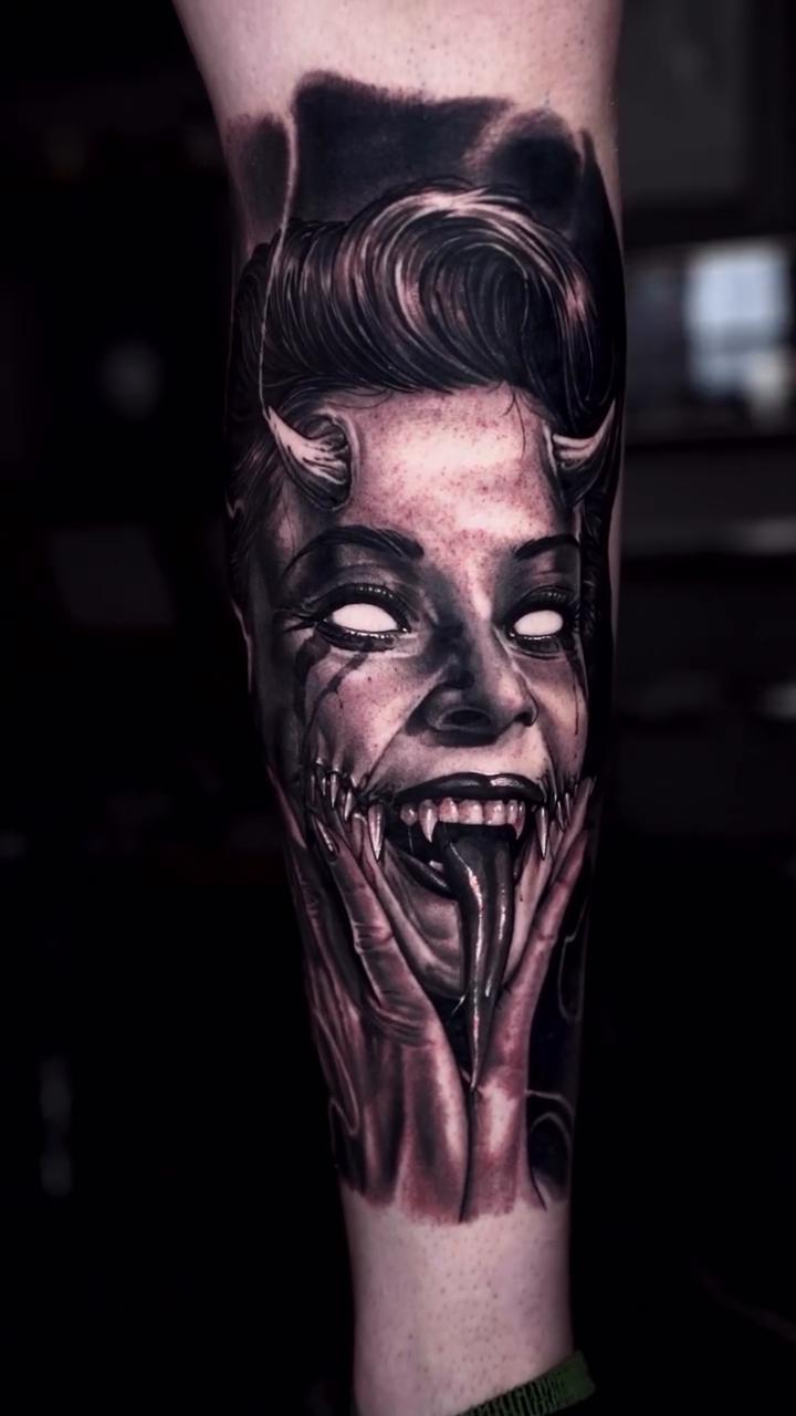 Tattoo by @jakerosstattoos — dark_realism, black_and_grey