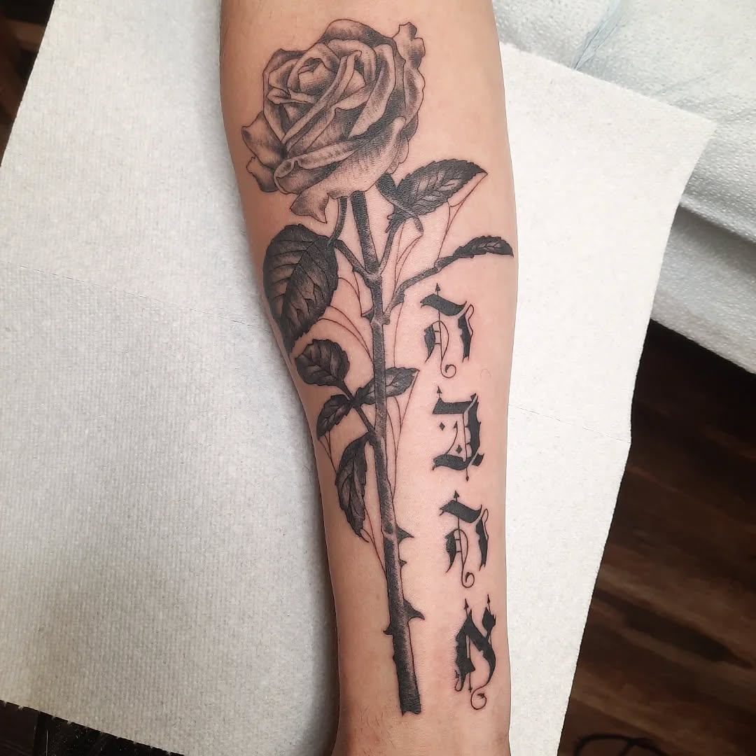 Tattoo by @k8carley_tattoos — realism, lettering_script