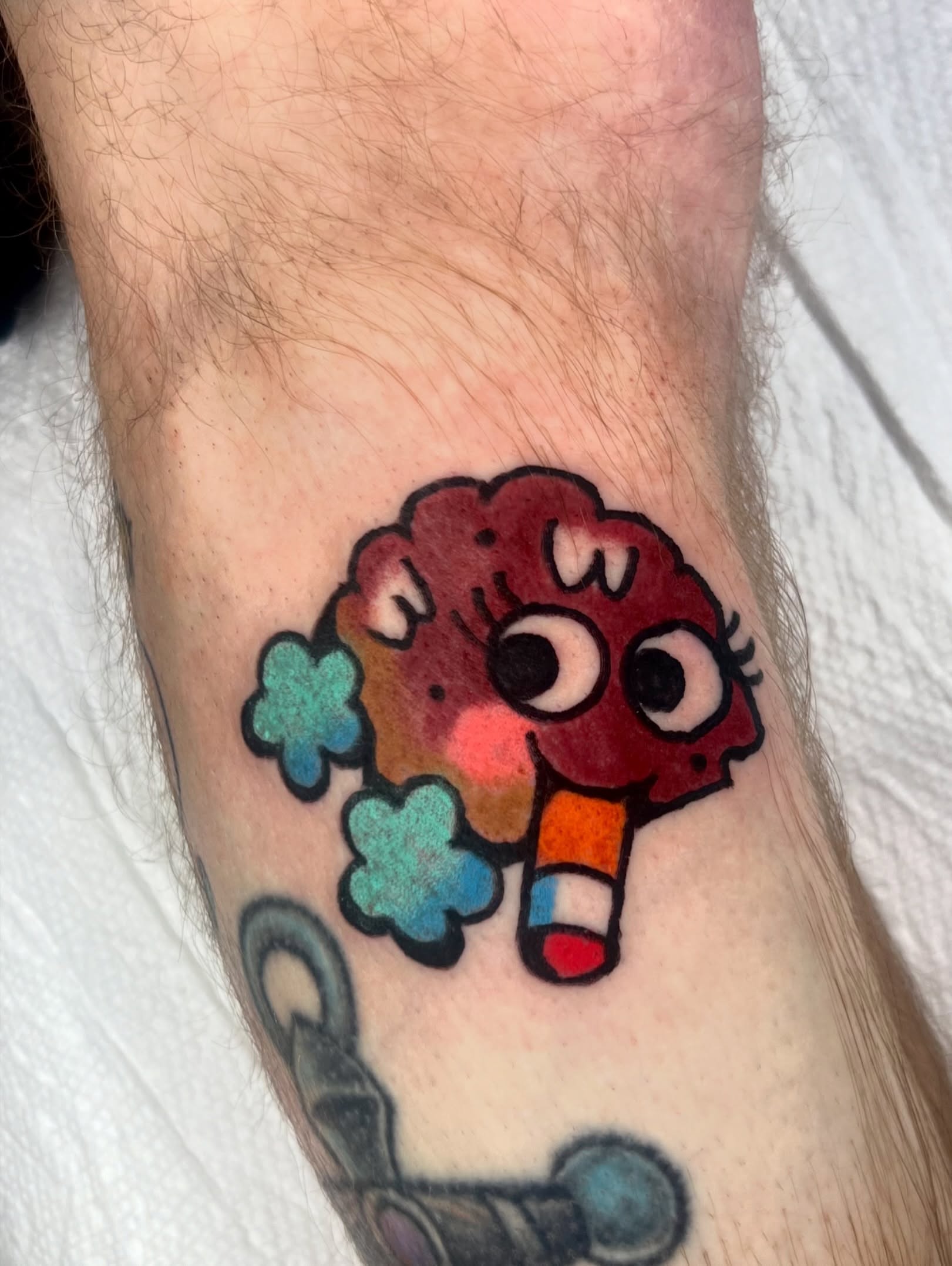 Mushroom dotwork tattoo on the forearm by Sierra Mack