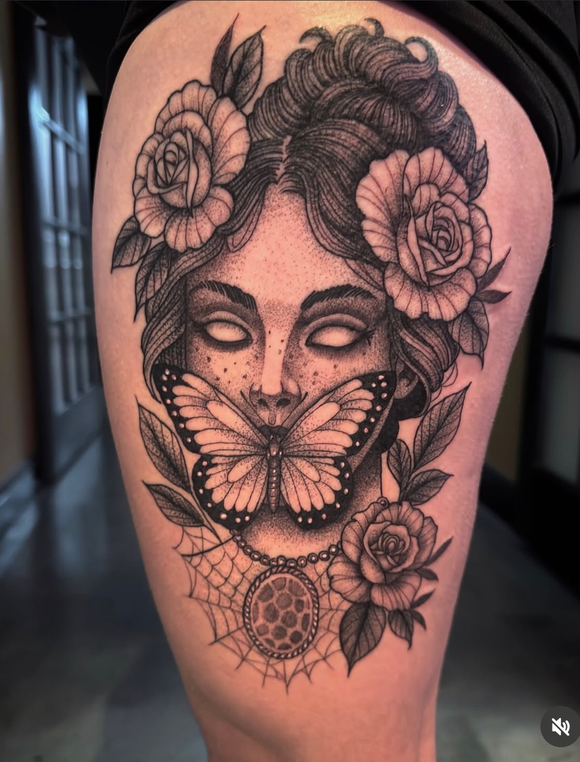 Tattoo by @adam.tattoos — dotwork, black_and_grey