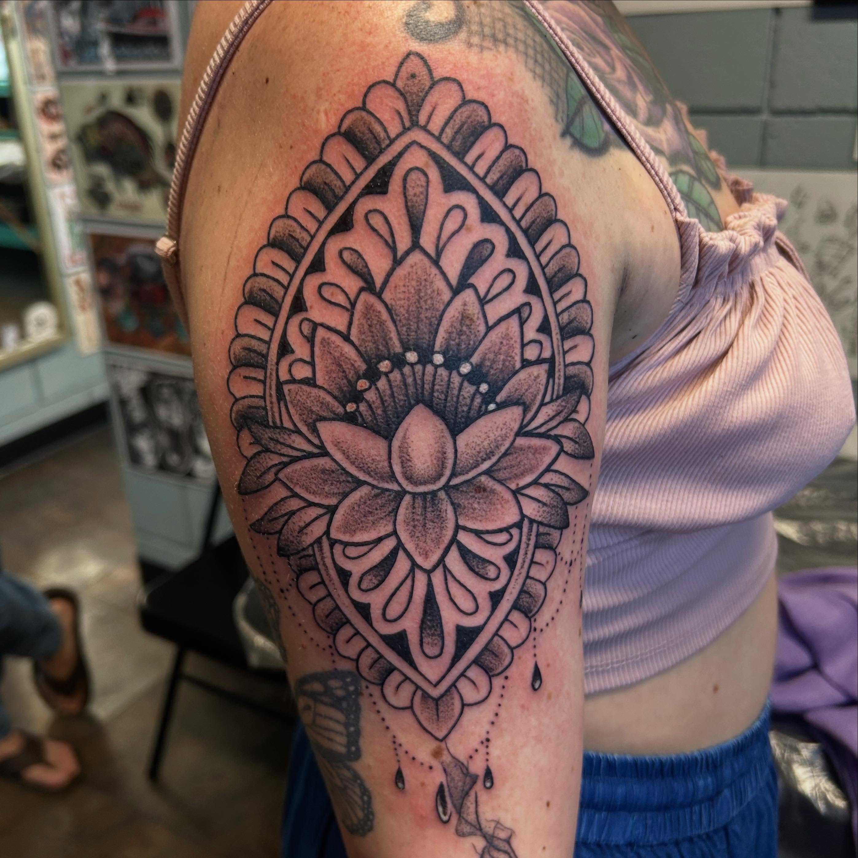 Tattoo by @inkbybray — dotwork, ornamental