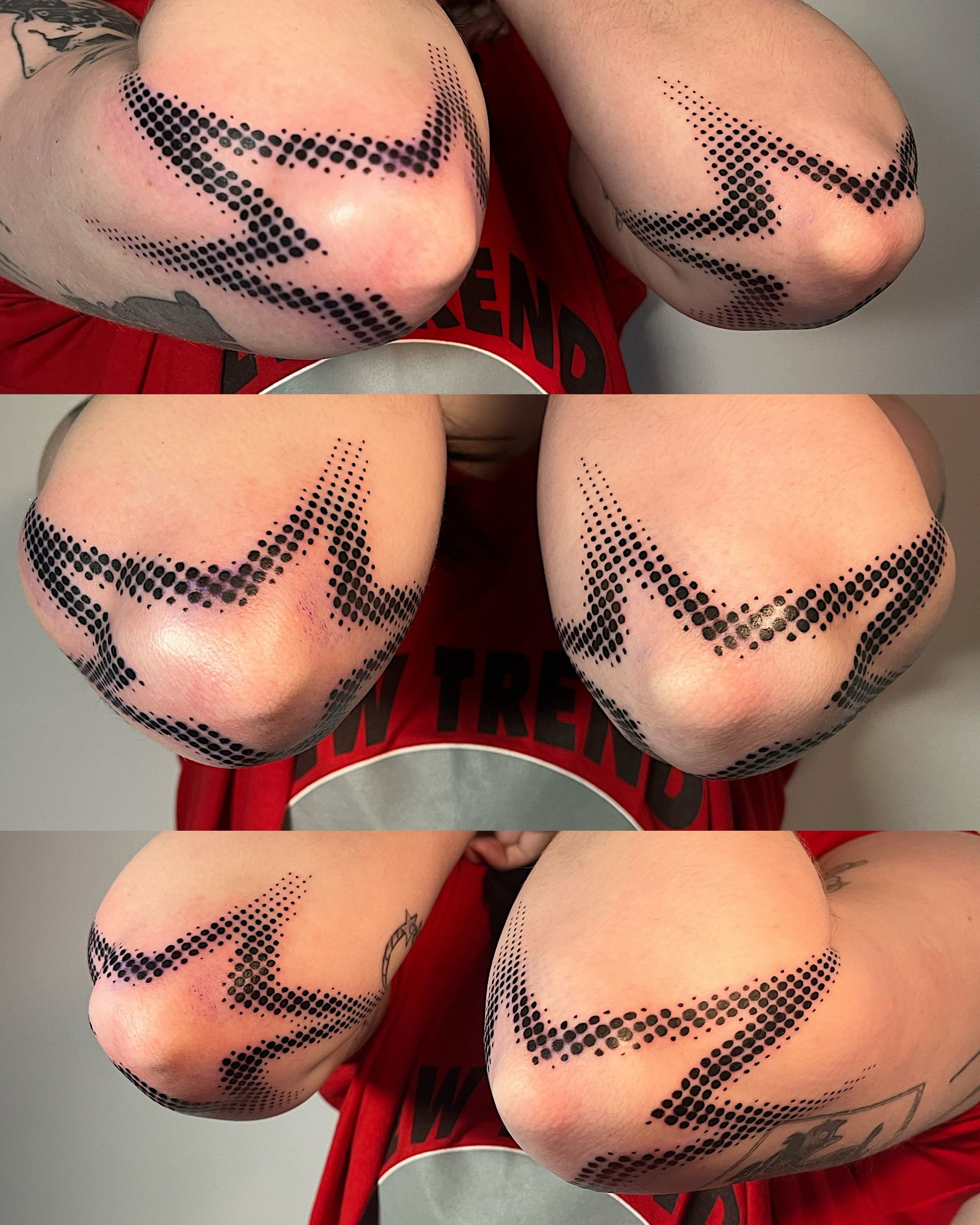Abstract pattern dotwork tattoo on the forearm by Azucena
