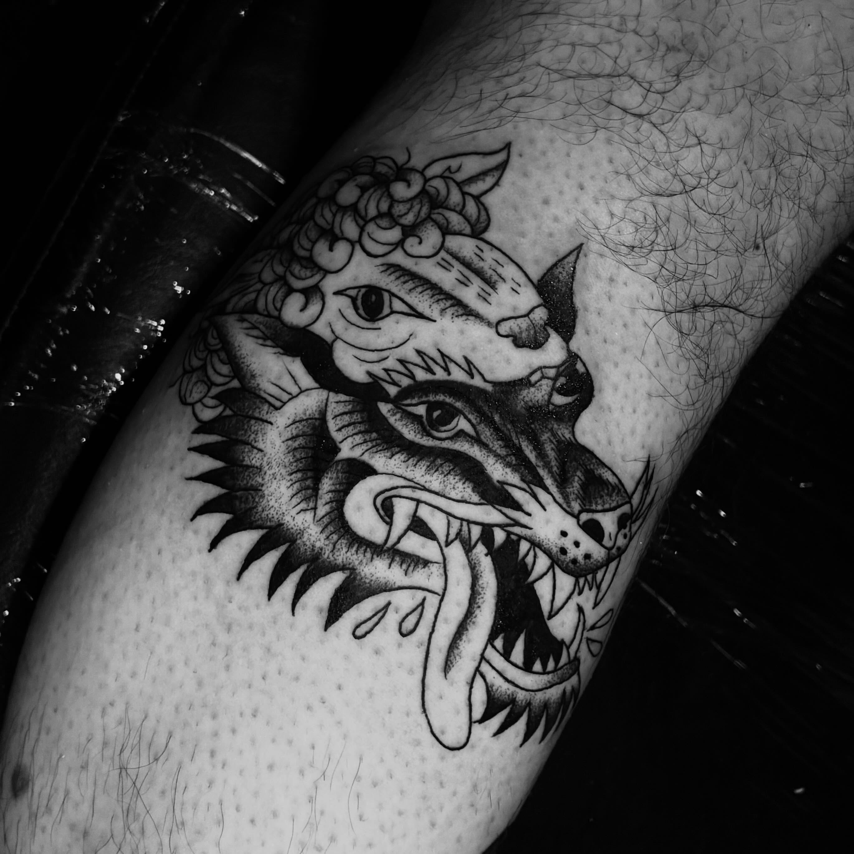 Tattoo by @alexztats — black_and_grey