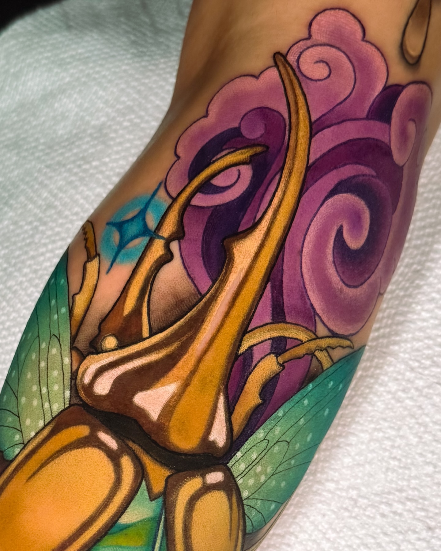Insect new school tattoo on the forearm by 𝔐𝔞𝔯𝔰 ✨