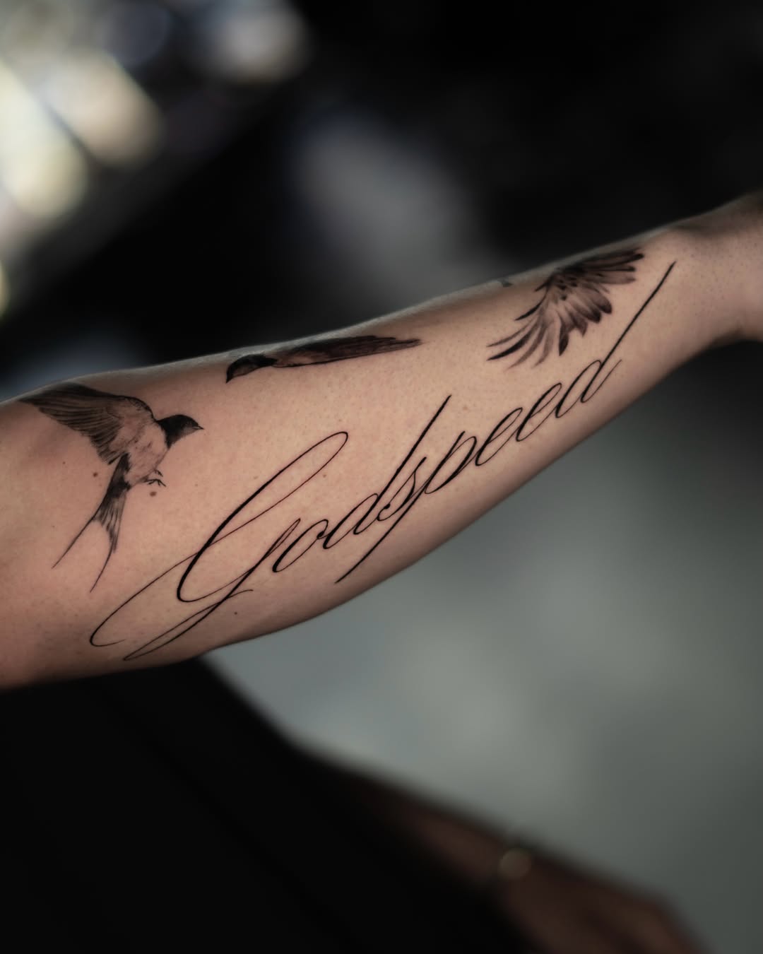 Tattoo by @ron.alvarez_tattoo — lettering_script, fine_line