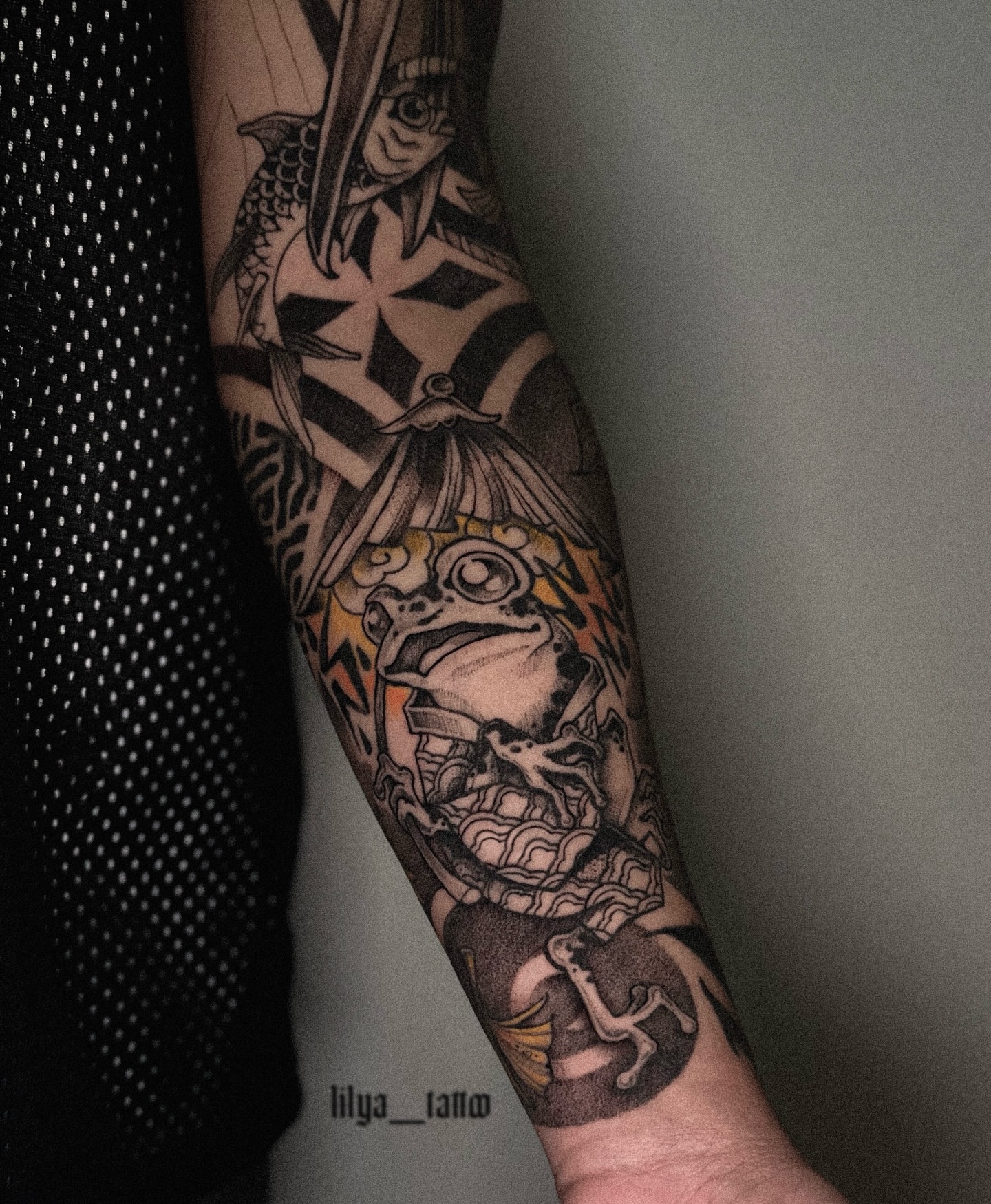 Tattoo by @lilya_tattoo — neo_traditional, dotwork