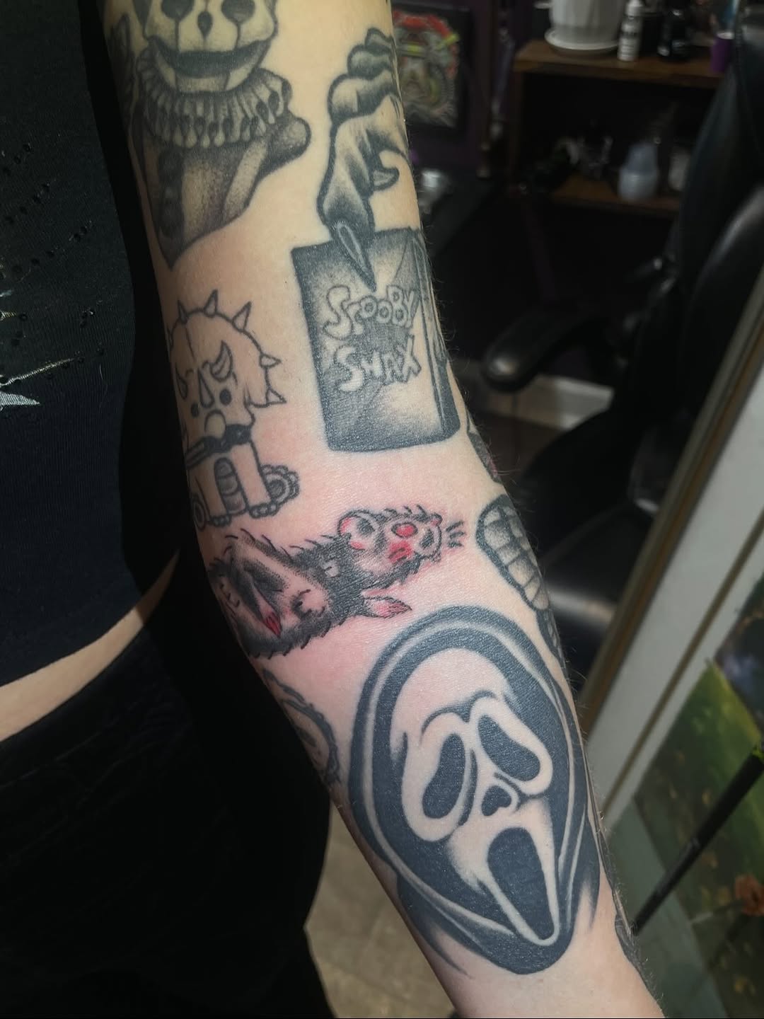 Tattoo by @linerthreat — black_and_grey, new_school