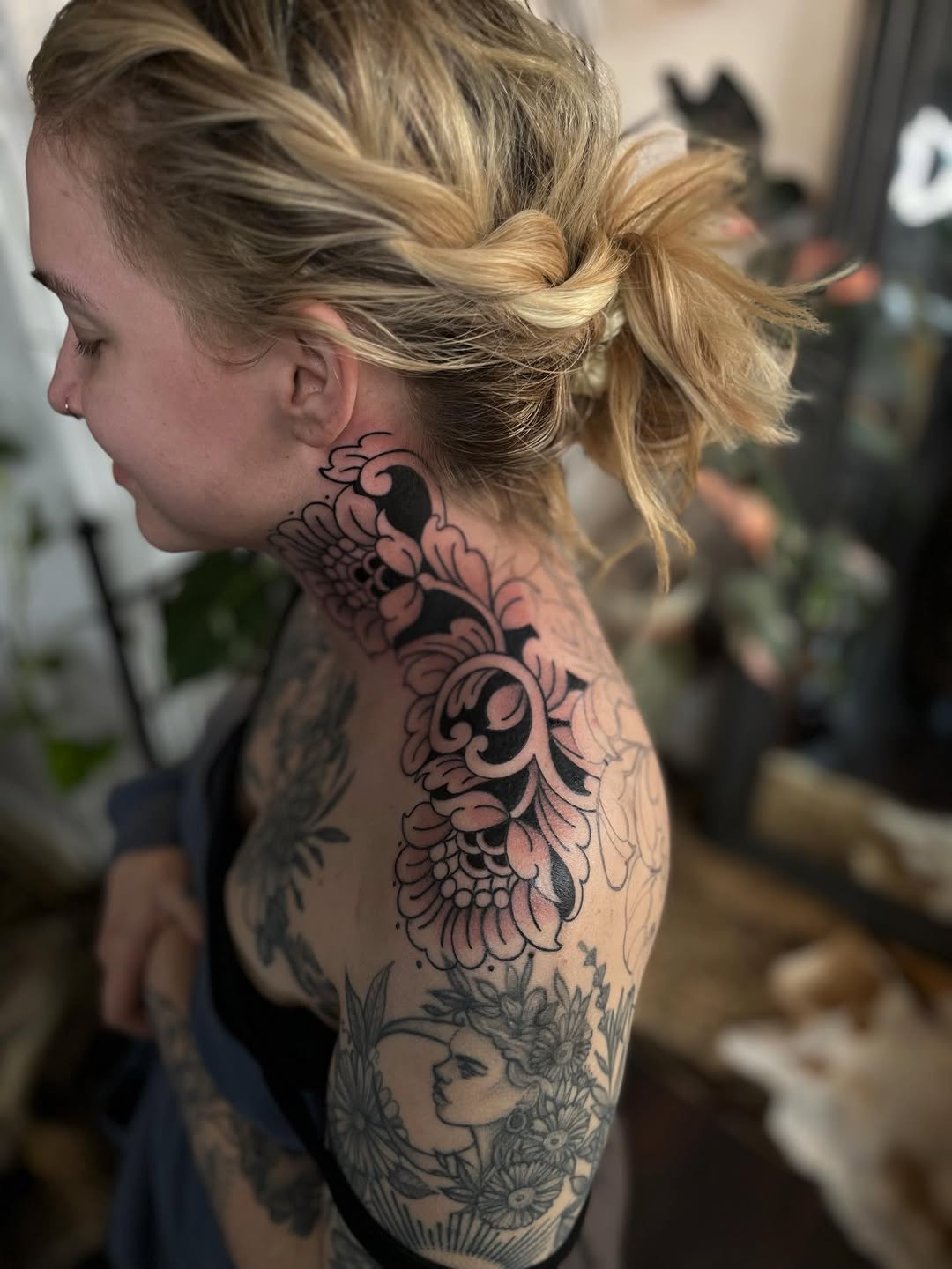 Tattoo by @lizkarntattoo — blackwork, ornamental