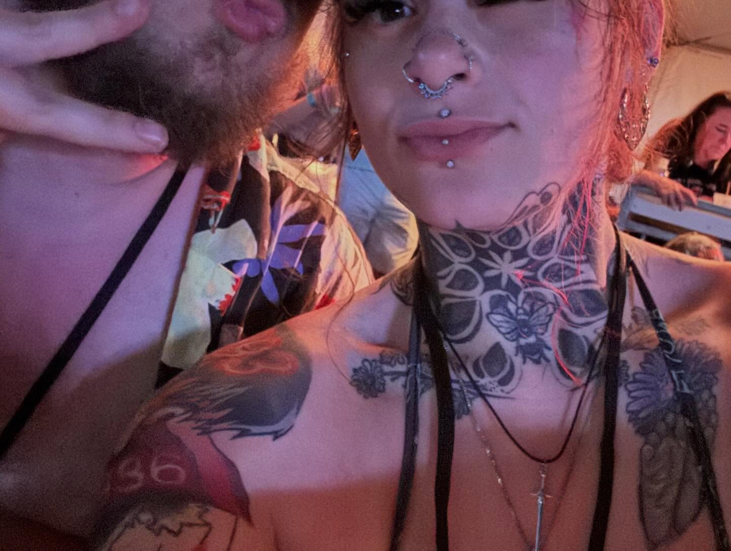 Tattooed neck and chest American traditional tattoo on the chest by Bethany_pensacola fl body piercer