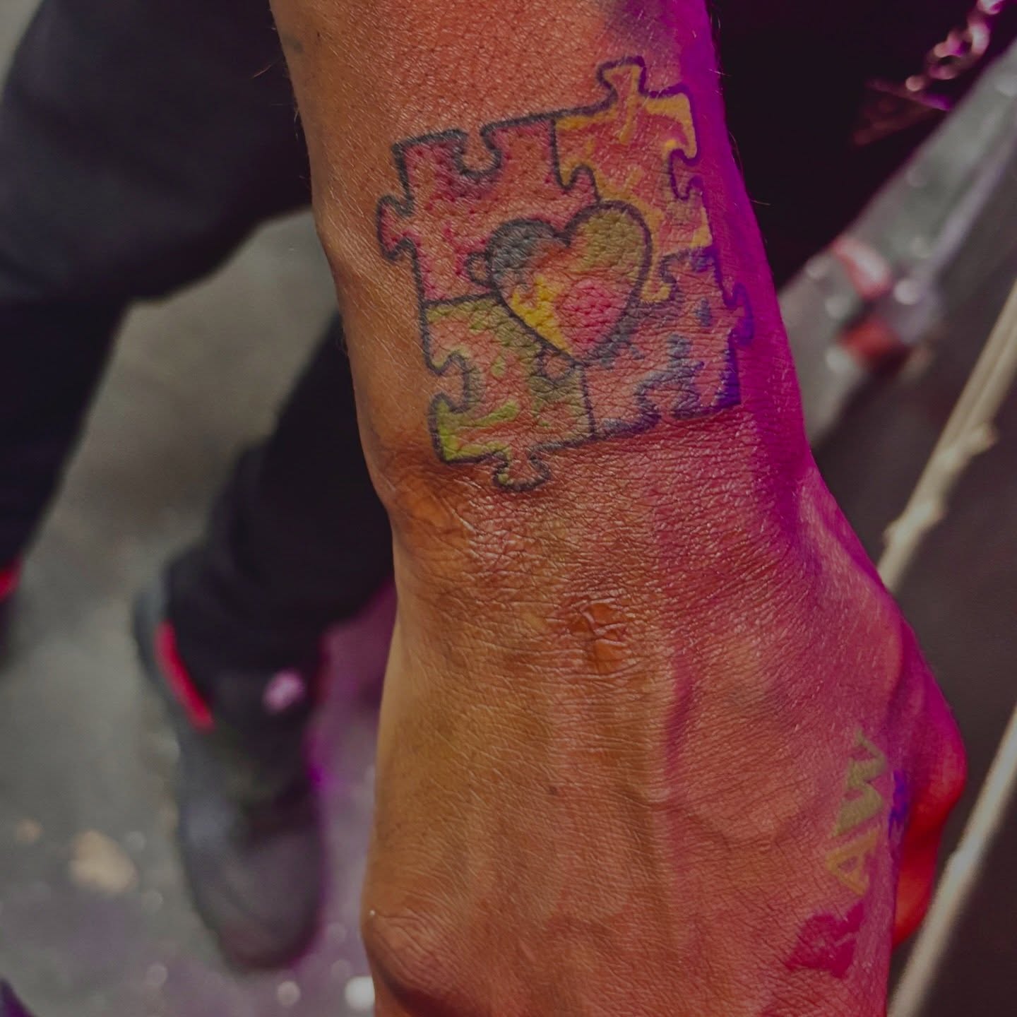 Autism awareness puzzle piece dotwork tattoo on the foot by Tessahwessah 🧞‍♀️