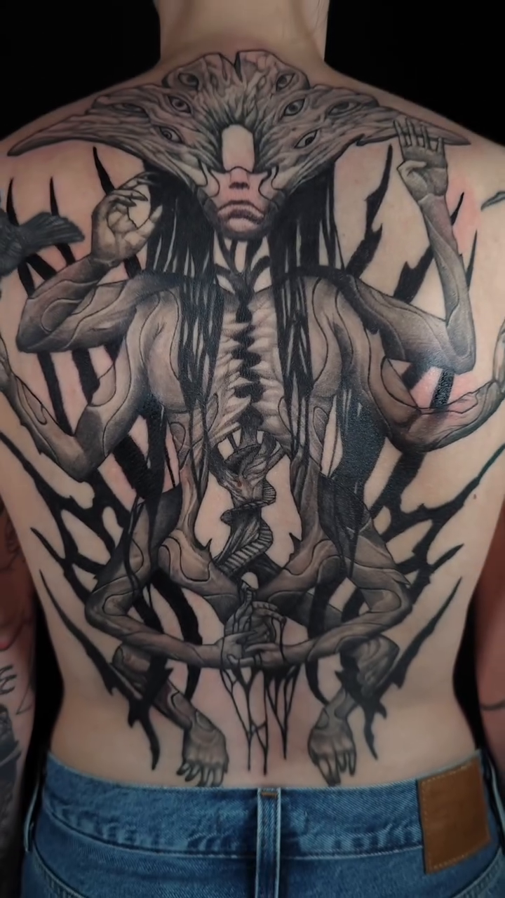 Tattoo by @eyeseedraws — dark_realism, black_and_grey