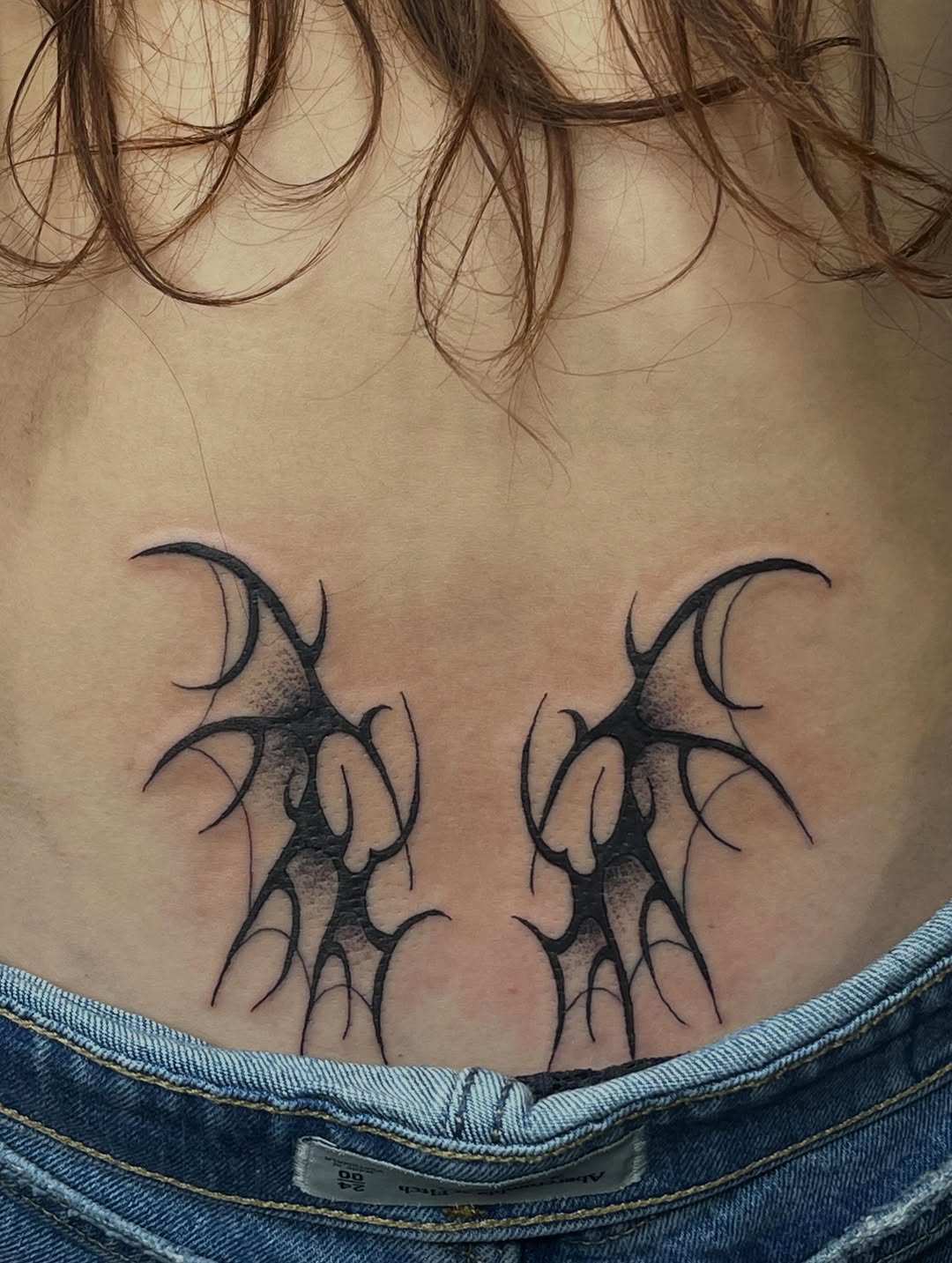 Abstract wings cyber sigilism tattoo on the chest by destiny🌞