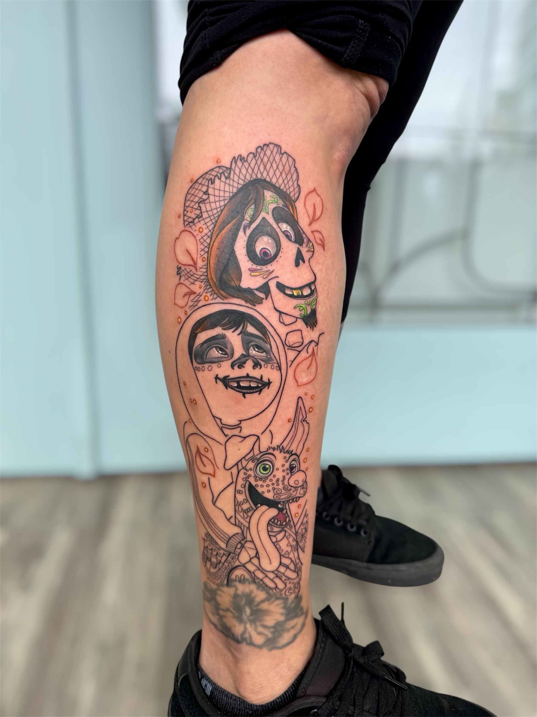 Tattoo by @disnerdtattoo — dotwork, anime