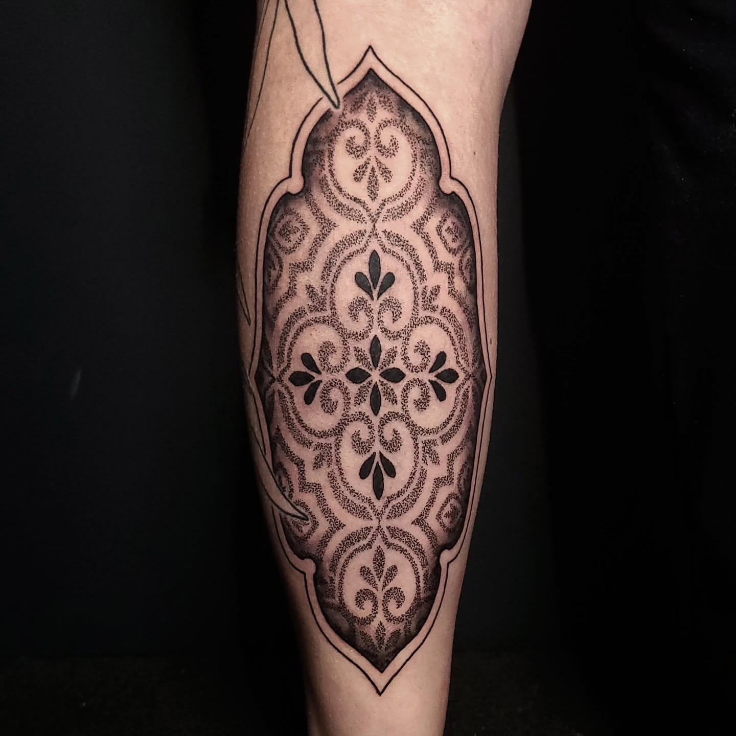Tattoo by @alexanderstairstattoos — dotwork, geometric