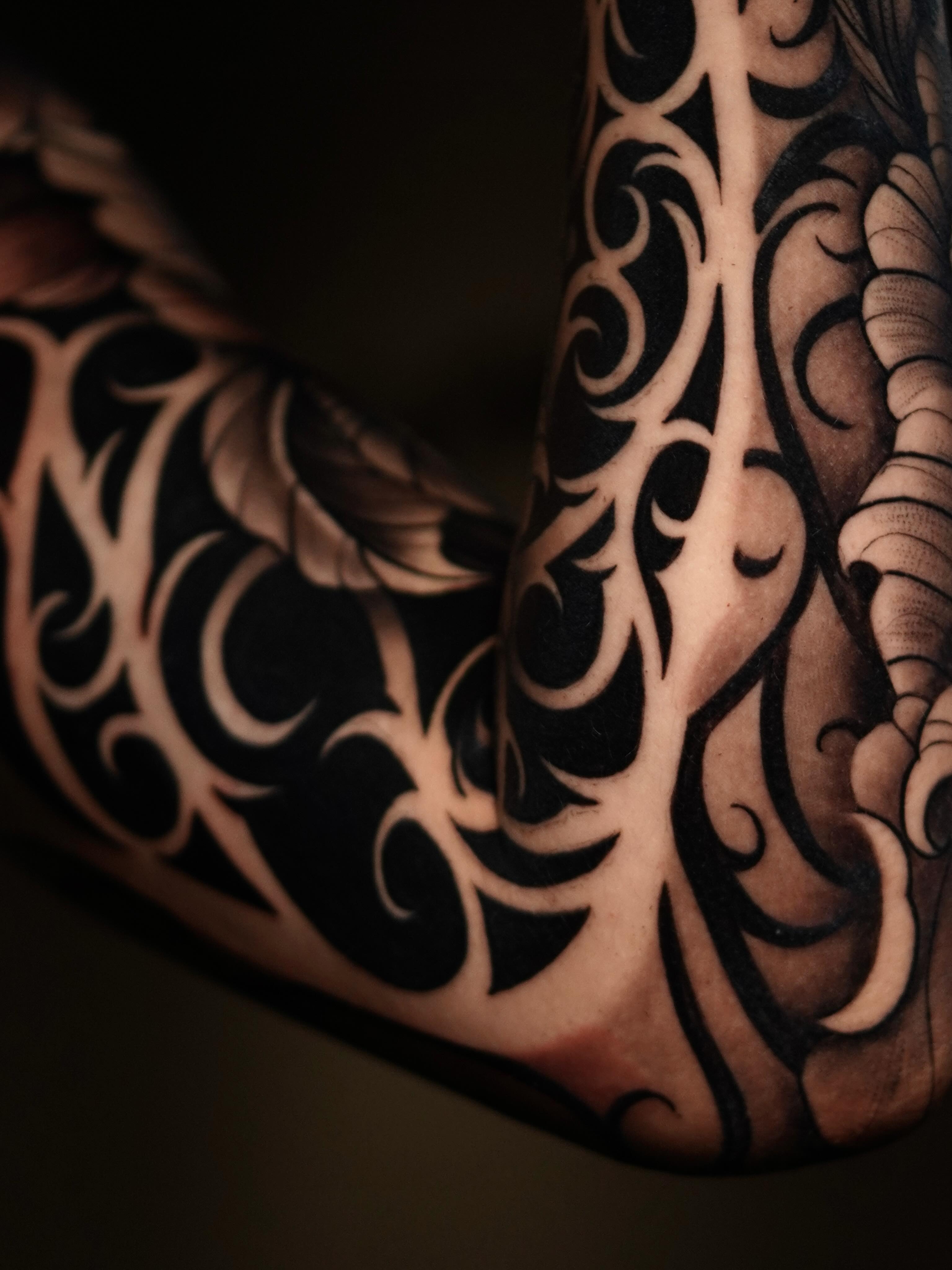 Tribal pattern tribal tattoo on the forearm by Jess