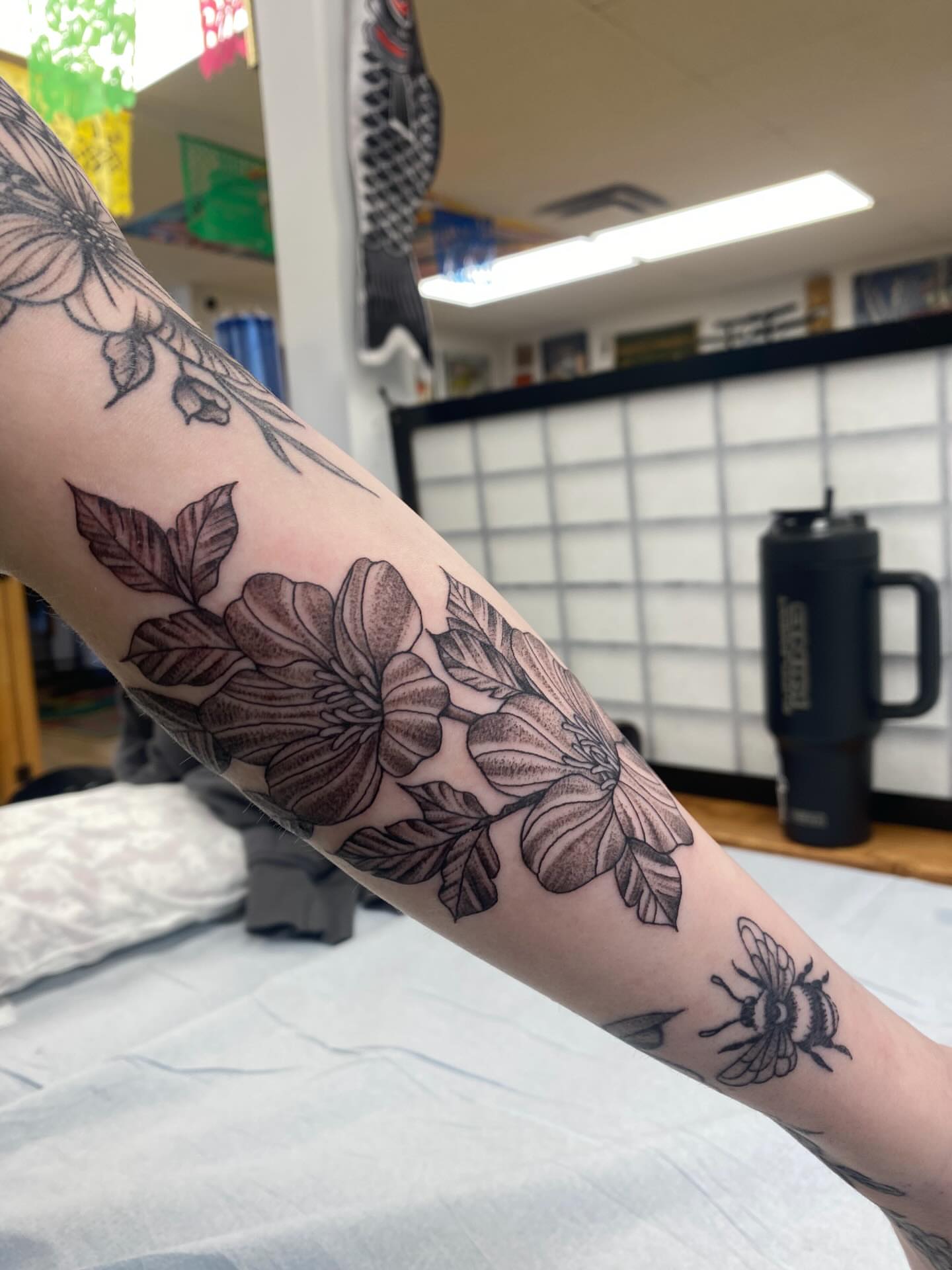 Tattoo by @meadowzmodificationz — black_and_grey