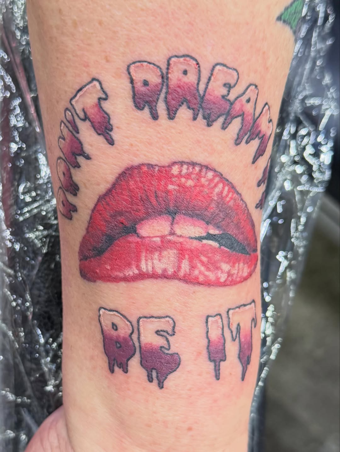 Tattoo by @blackhartdesigns — lettering_script, realism