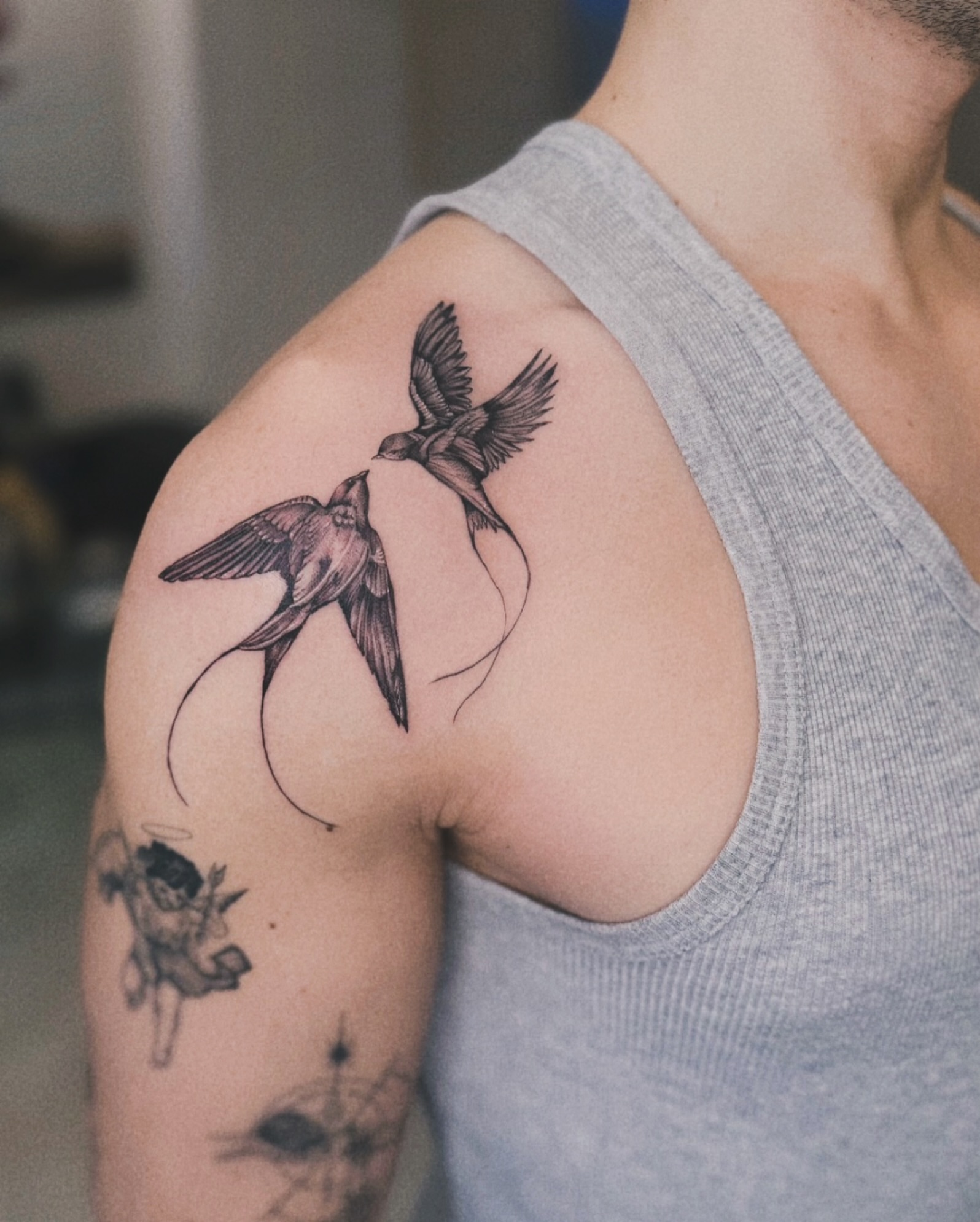 Tattoo by @mjtattoonyc — black_and_grey