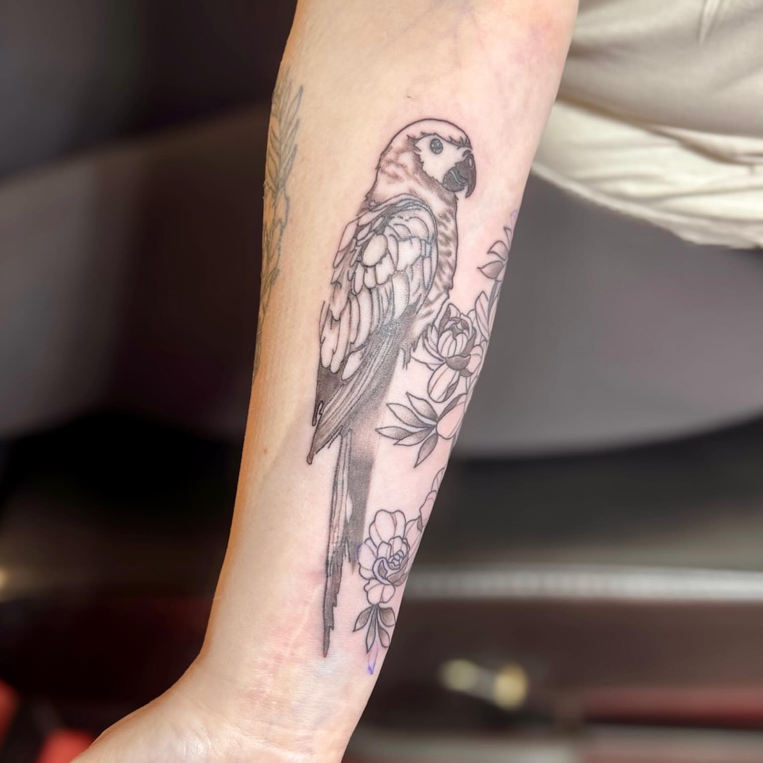 Tattoo by @inkedxlarissa — black_and_grey