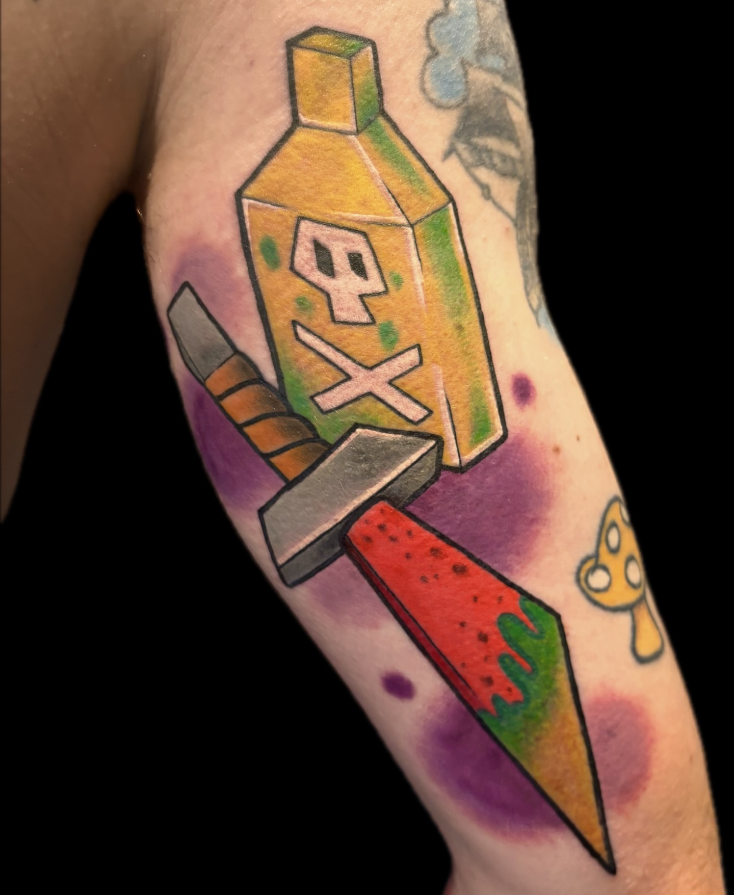 Tattoo by @chainsmokinmeg — geometric, watercolor