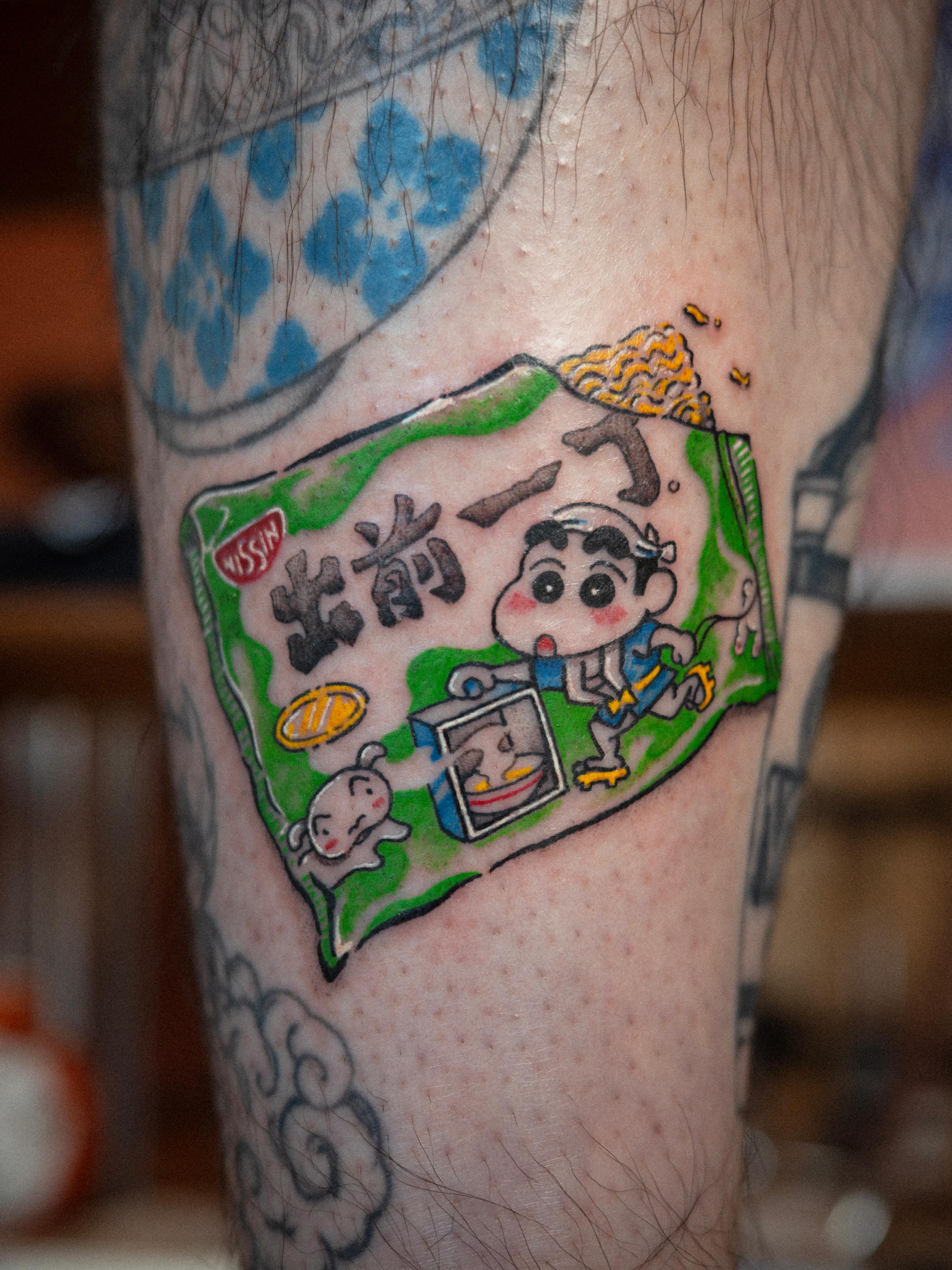 Tattoo by @chop_stick_n_poke — dotwork, anime