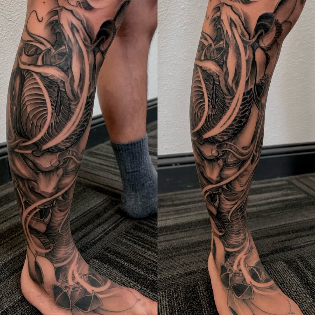Tattoo by @rockytattoo — japanese_irezumi, black_and_grey