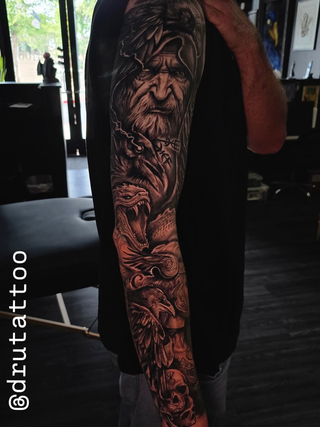 Tattoo by @drutattoo — realism, black_and_grey
