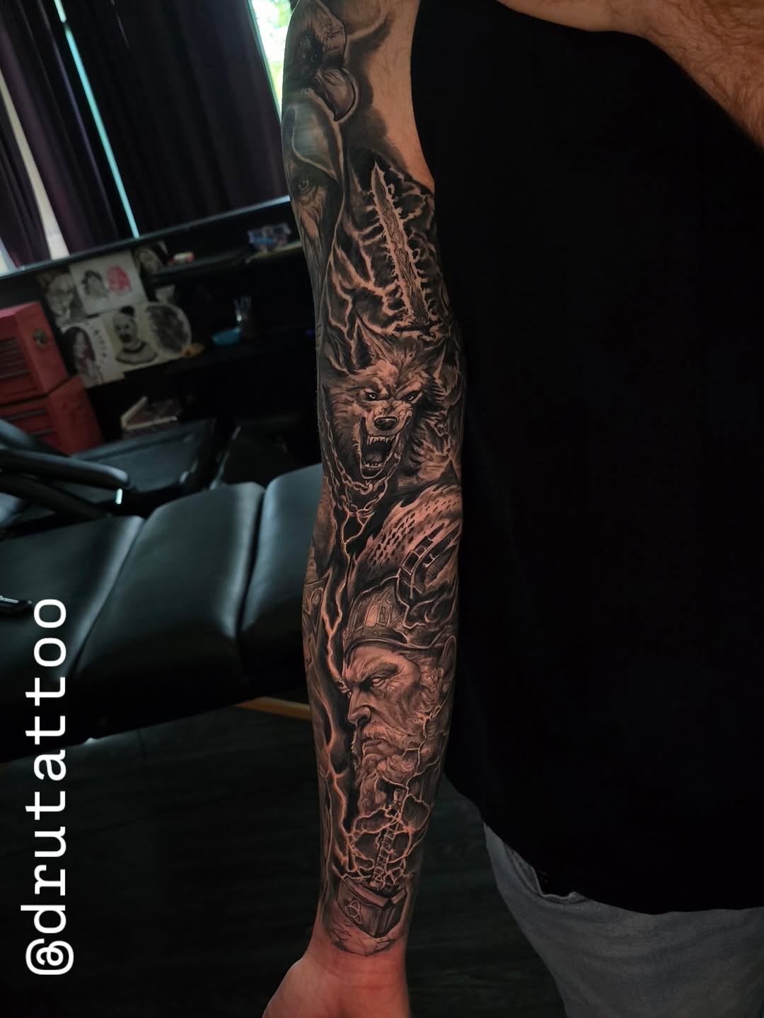 Tattoo by @drutattoo — realism, black_and_grey