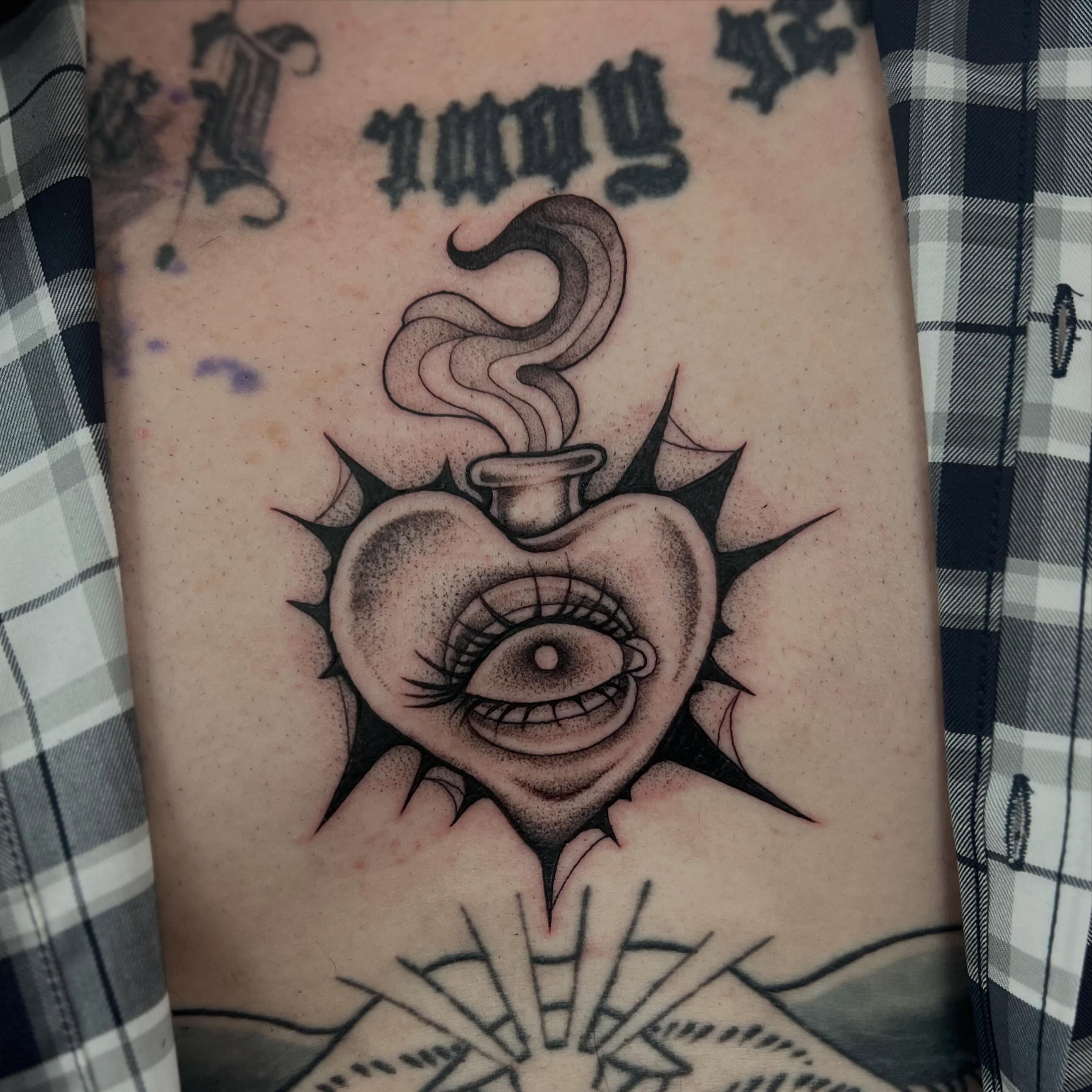 Tattoo by @moemoetattoos — black_and_grey, dotwork