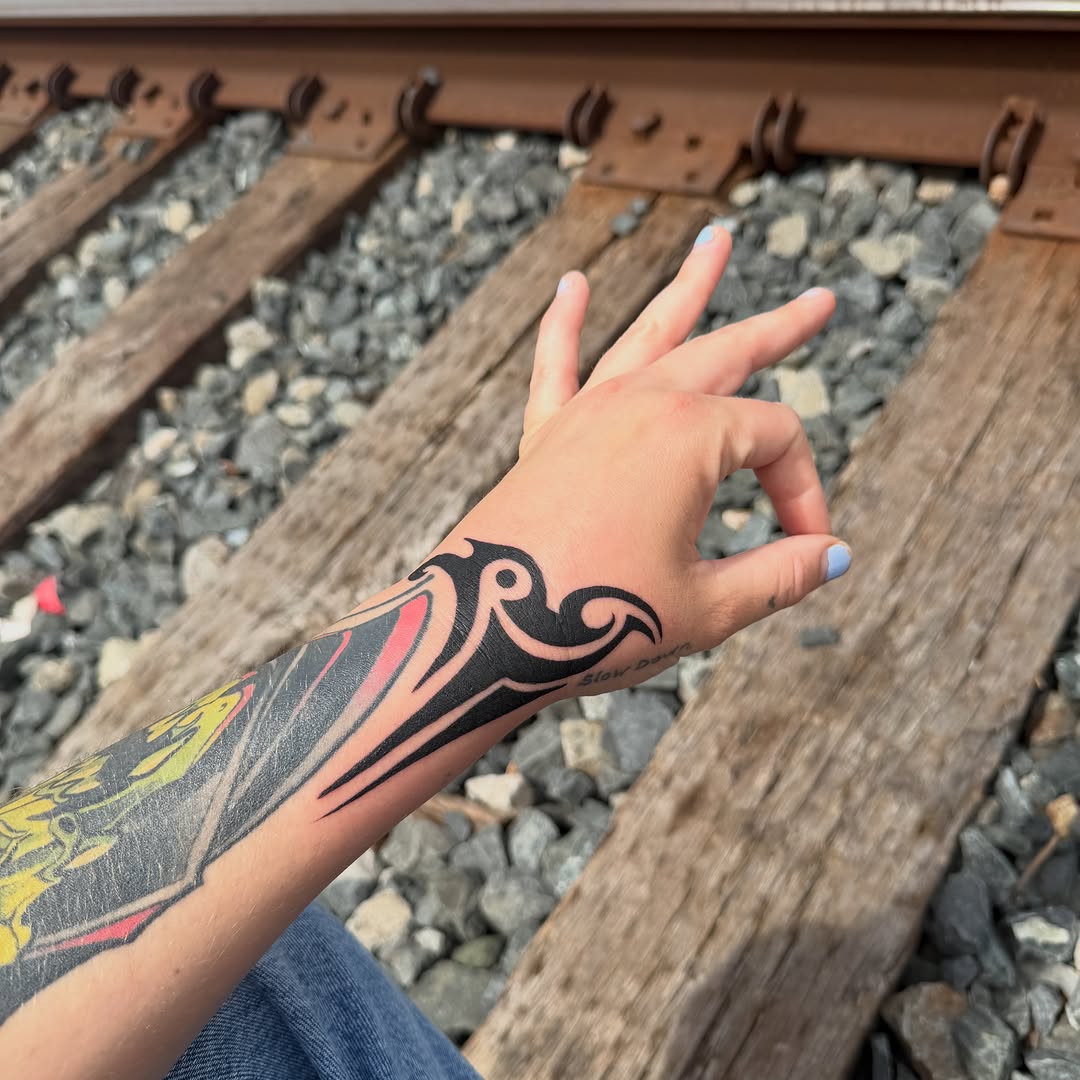Tattoo by @sarahbobbyart — tribal, blackwork